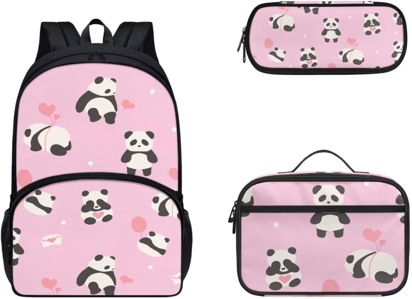 Gomyblomy Kawaii Axolotl School Backpack for Girls Pink Floral Backpack with Lunch Bag Set Cute Pencil Case for Teen Girls Preschool Kindergarten Elementary School Bags 3 IN 1 Set - Image 7