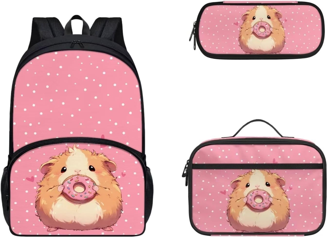 Gomyblomy Kawaii Axolotl School Backpack for Girls Pink Floral Backpack with Lunch Bag Set Cute Pencil Case for Teen Girls Preschool Kindergarten Elementary School Bags 3 IN 1 Set - Image 16