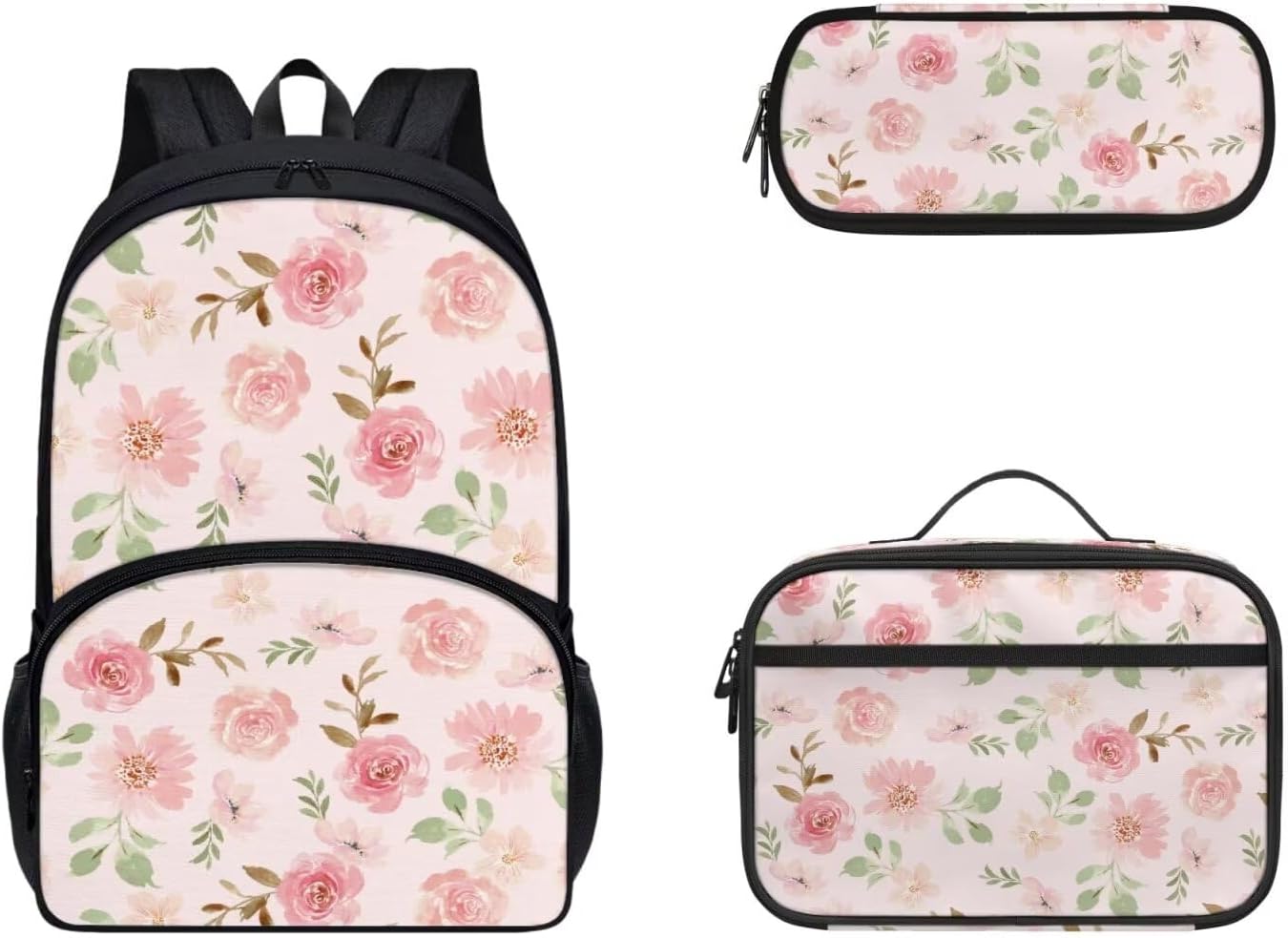 Gomyblomy Kawaii Axolotl School Backpack for Girls Pink Floral Backpack with Lunch Bag Set Cute Pencil Case for Teen Girls Preschool Kindergarten Elementary School Bags 3 IN 1 Set - Image 24