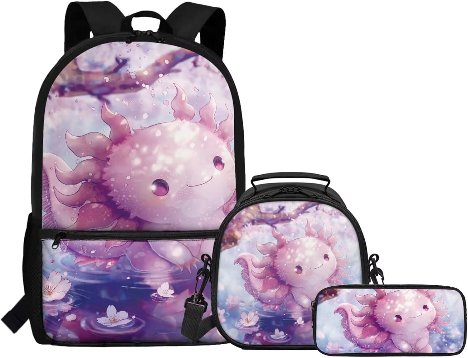 Gomyblomy Kawaii Otter Backpack for Girls 8-10 with Lunch Box Set of 3 Elementary School Backpack for Girls 10-12 Years Old Lightweight Kids School Bookbag Pencil Case Travel Rucksack - Image 27