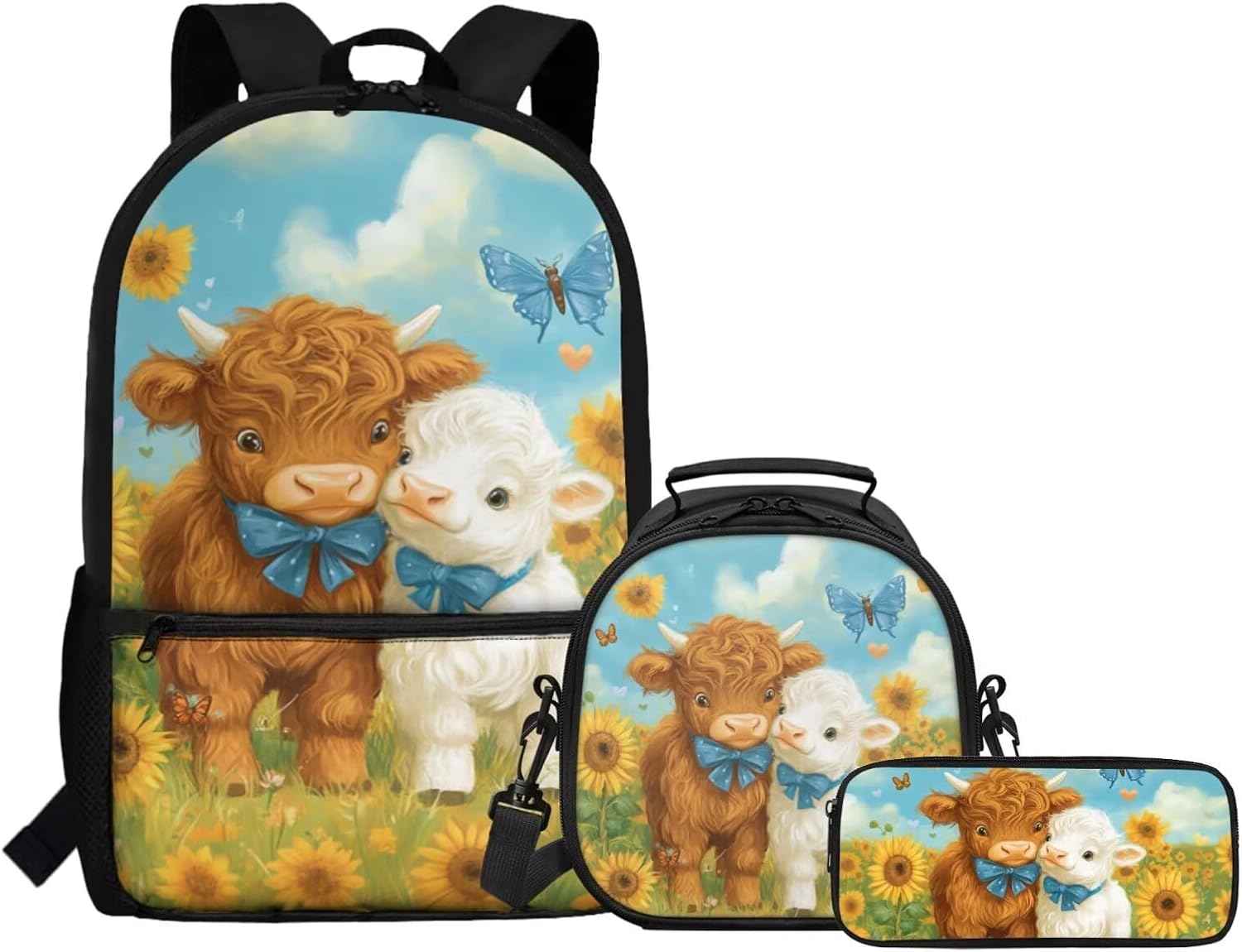 Gomyblomy Kawaii Otter Backpack for Girls 8-10 with Lunch Box Set of 3 Elementary School Backpack for Girls 10-12 Years Old Lightweight Kids School Bookbag Pencil Case Travel Rucksack - Image 32