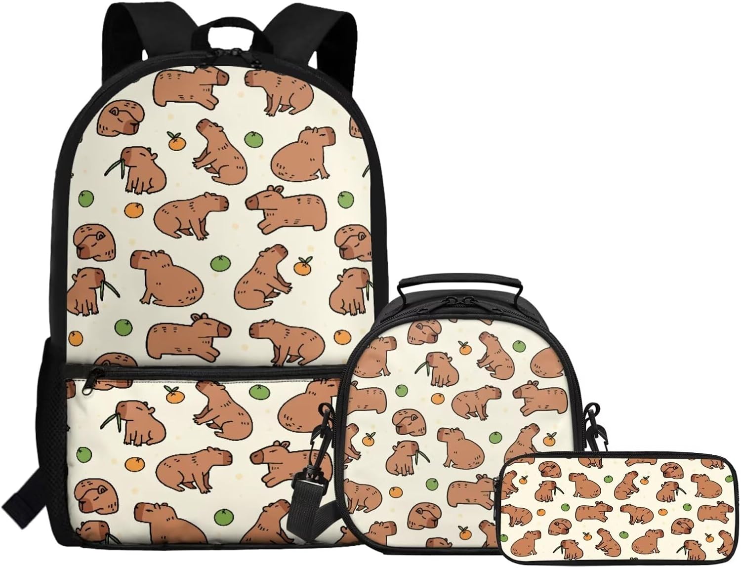 Gomyblomy Kawaii Otter Backpack for Girls 8-10 with Lunch Box Set of 3 Elementary School Backpack for Girls 10-12 Years Old Lightweight Kids School Bookbag Pencil Case Travel Rucksack - Image 33