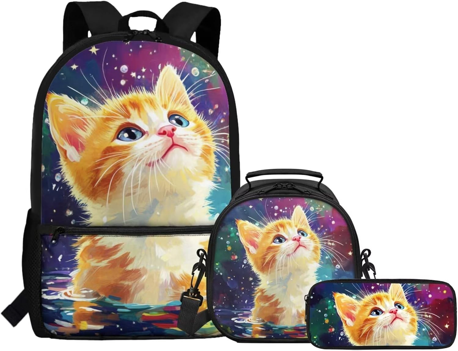 Gomyblomy Kawaii Otter Backpack for Girls 8-10 with Lunch Box Set of 3 Elementary School Backpack for Girls 10-12 Years Old Lightweight Kids School Bookbag Pencil Case Travel Rucksack - Image 8