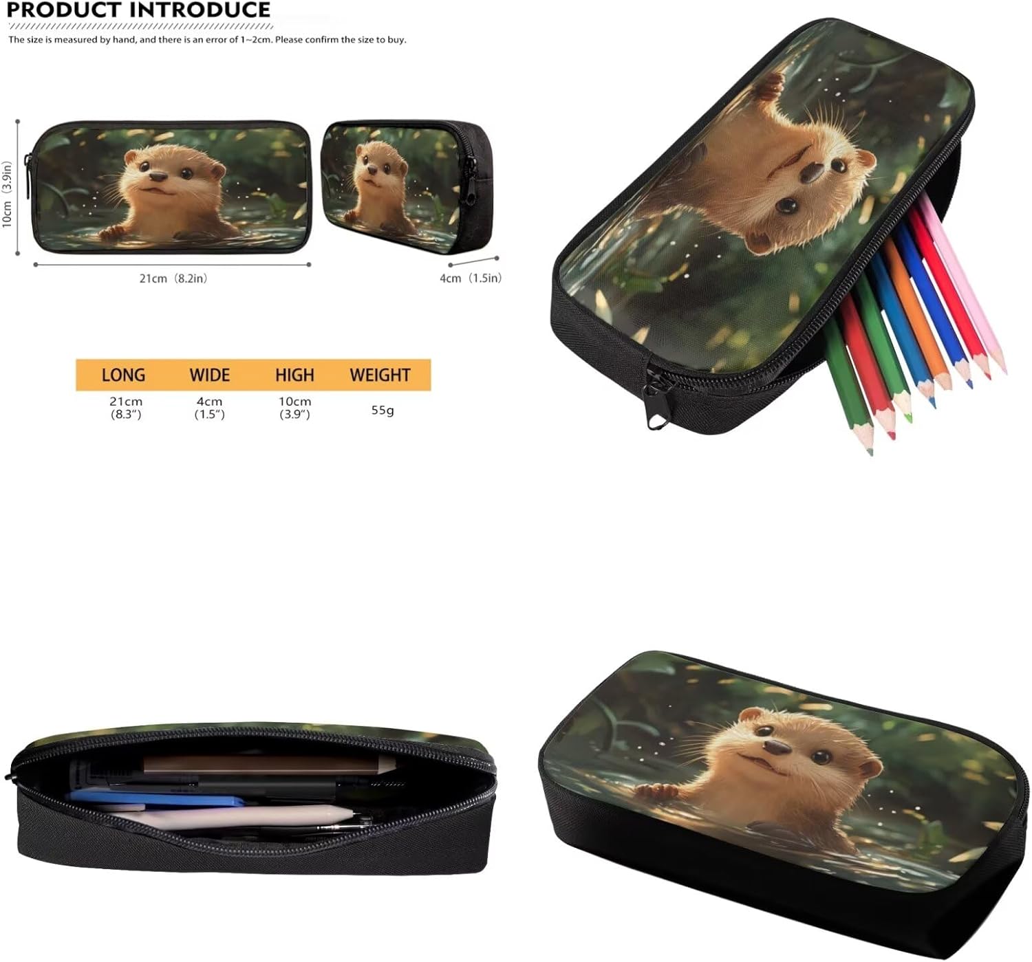 Gomyblomy Kawaii Otter Backpack for Girls 8-10 with Lunch Box Set of 3 Elementary School Backpack for Girls 10-12 Years Old Lightweight Kids School Bookbag Pencil Case Travel Rucksack - Image 3