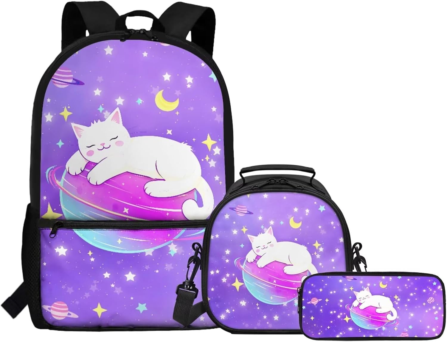 Gomyblomy Kawaii Otter Backpack for Girls 8-10 with Lunch Box Set of 3 Elementary School Backpack for Girls 10-12 Years Old Lightweight Kids School Bookbag Pencil Case Travel Rucksack - Image 9