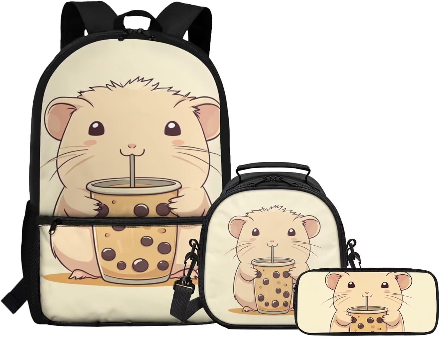 Gomyblomy Kawaii Otter Backpack for Girls 8-10 with Lunch Box Set of 3 Elementary School Backpack for Girls 10-12 Years Old Lightweight Kids School Bookbag Pencil Case Travel Rucksack - Image 15