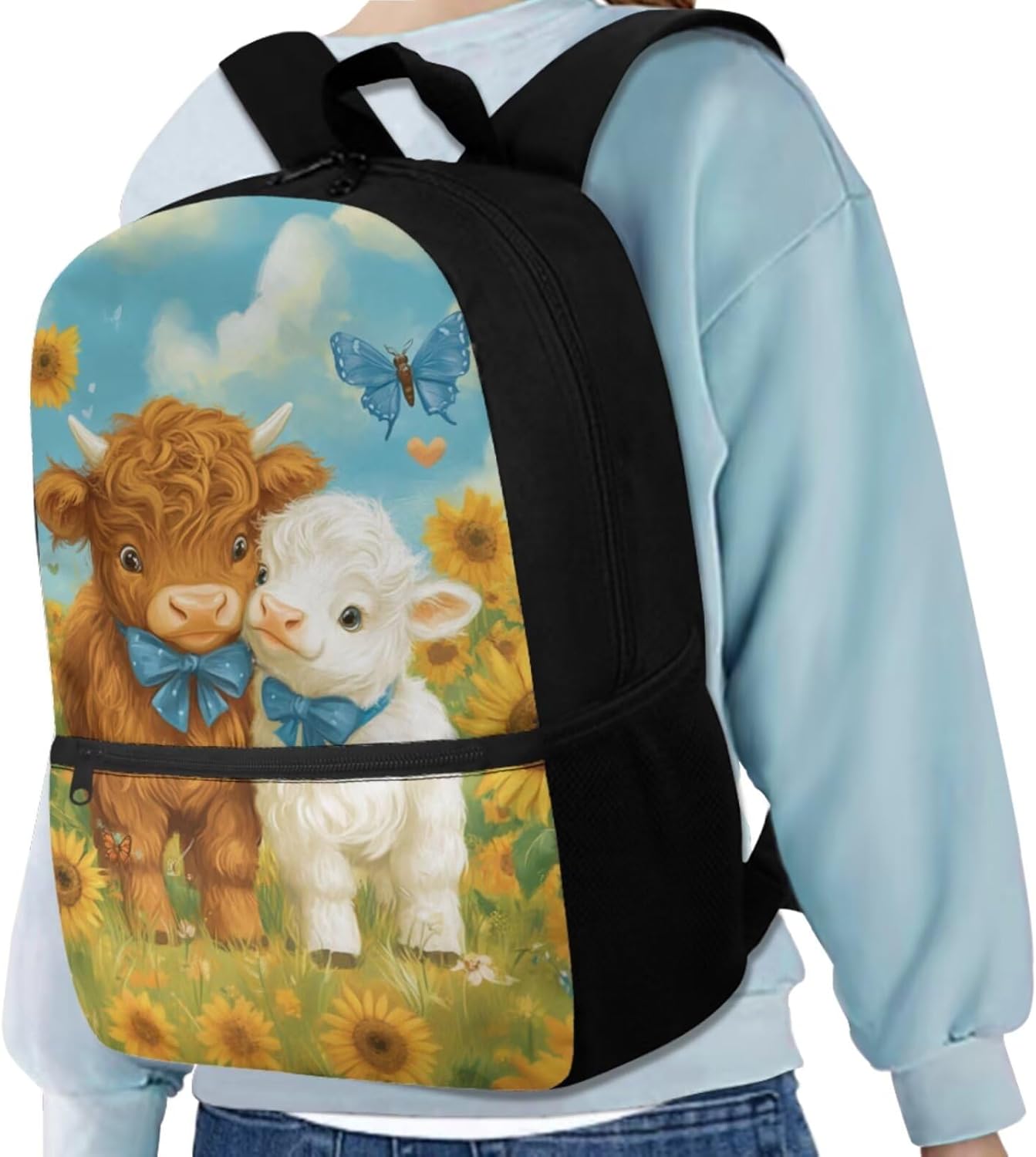 Gomyblomy Lamb Highland Cow Backpack for Girls 6-8 Kawaii Kids Bookbag with Lunch Box for Elementary Kindergarten Cute Backpack for School Girls Lightweight 3 Piece Kids School Bag - Image 8