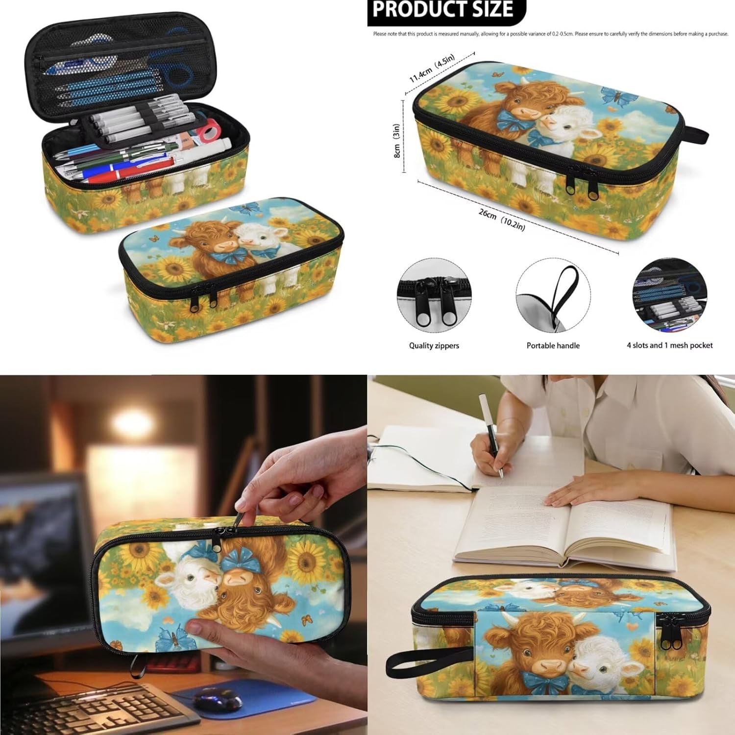 Gomyblomy Lamb Highland Cow Backpack for Girls 6-8 Kawaii Kids Bookbag with Lunch Box for Elementary Kindergarten Cute Backpack for School Girls Lightweight 3 Piece Kids School Bag - Image 7