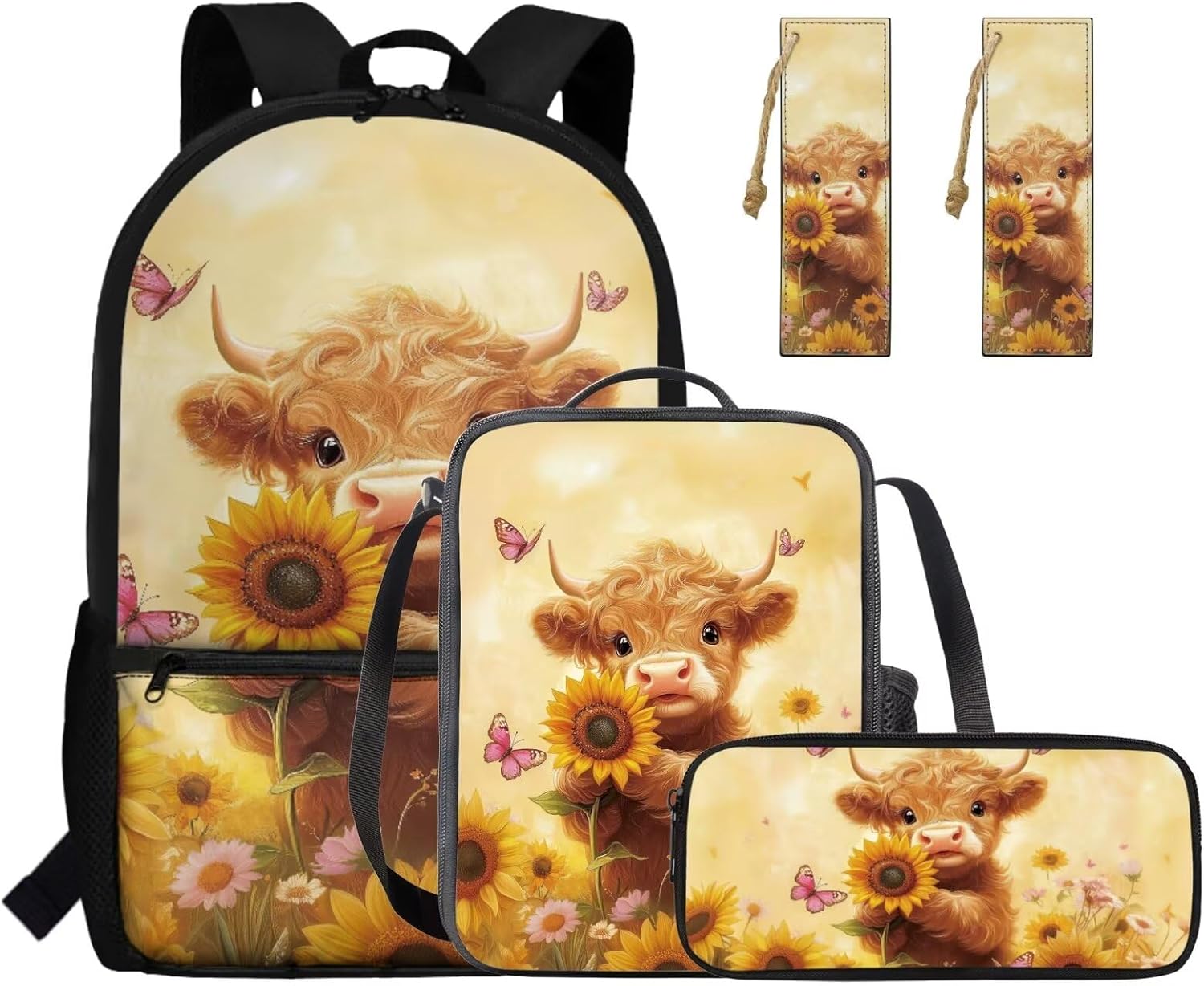 Gomyblomy Strawberry Cow Backpack for Girls 6-8 8-10 Kawaii Pink School Bag for Girls 4 in1 Set Kids Bookbag with Lunch Box Pencil Case Bookmarks for Elementary Kindergarten Cute Book Bags - Image 46