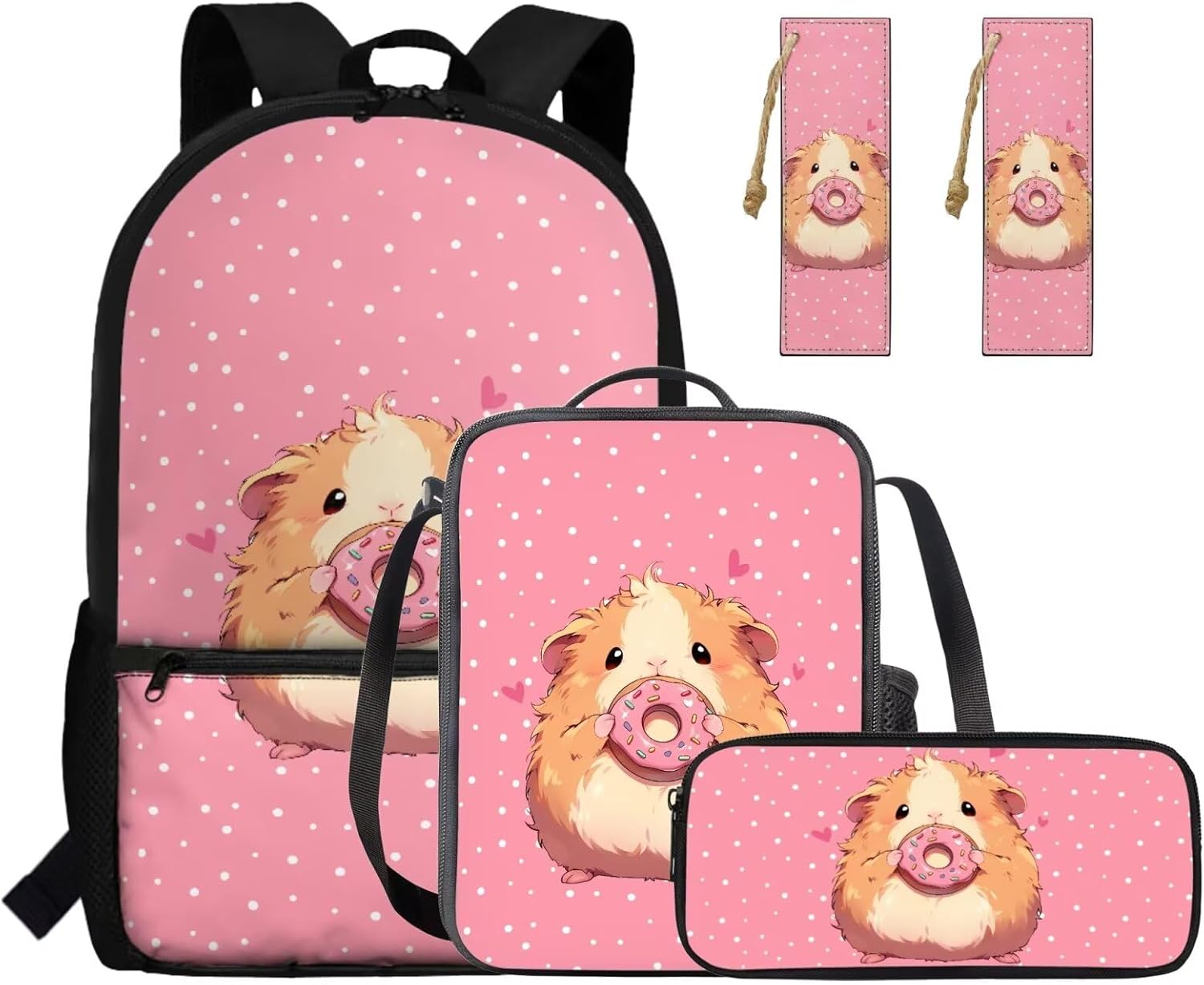 Gomyblomy Strawberry Cow Backpack for Girls 6-8 8-10 Kawaii Pink School Bag for Girls 4 in1 Set Kids Bookbag with Lunch Box Pencil Case Bookmarks for Elementary Kindergarten Cute Book Bags - Image 38