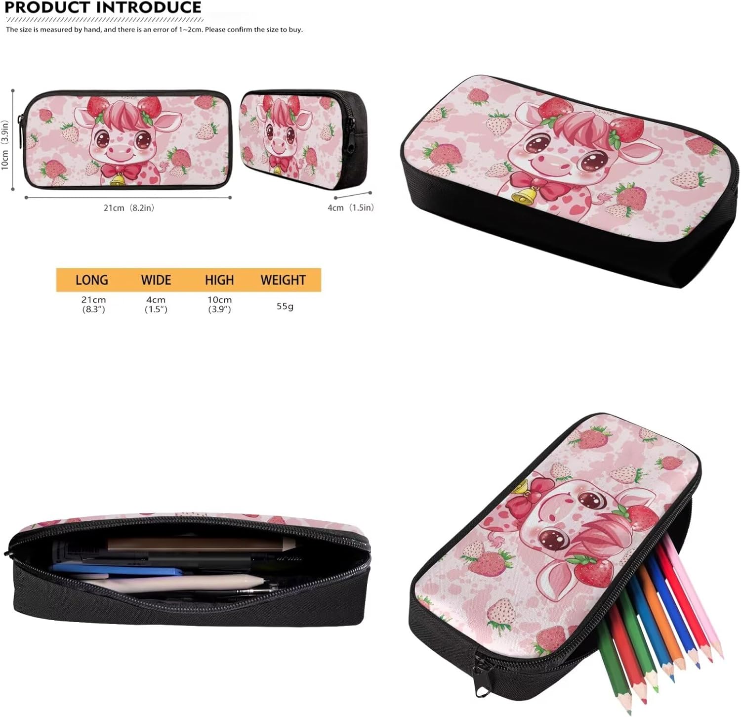 Gomyblomy Strawberry Cow Backpack for Girls 6-8 8-10 Kawaii Pink School Bag for Girls 4 in1 Set Kids Bookbag with Lunch Box Pencil Case Bookmarks for Elementary Kindergarten Cute Book Bags - Image 5