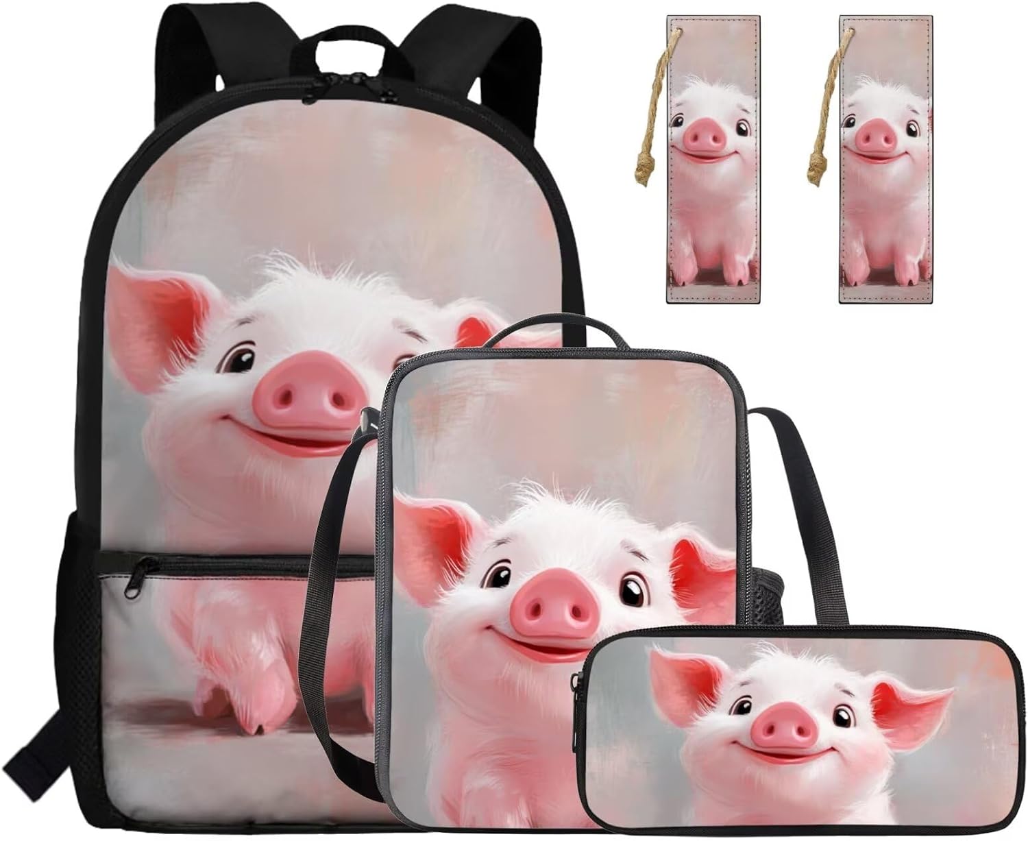 Gomyblomy Strawberry Cow Backpack for Girls 6-8 8-10 Kawaii Pink School Bag for Girls 4 in1 Set Kids Bookbag with Lunch Box Pencil Case Bookmarks for Elementary Kindergarten Cute Book Bags - Image 36