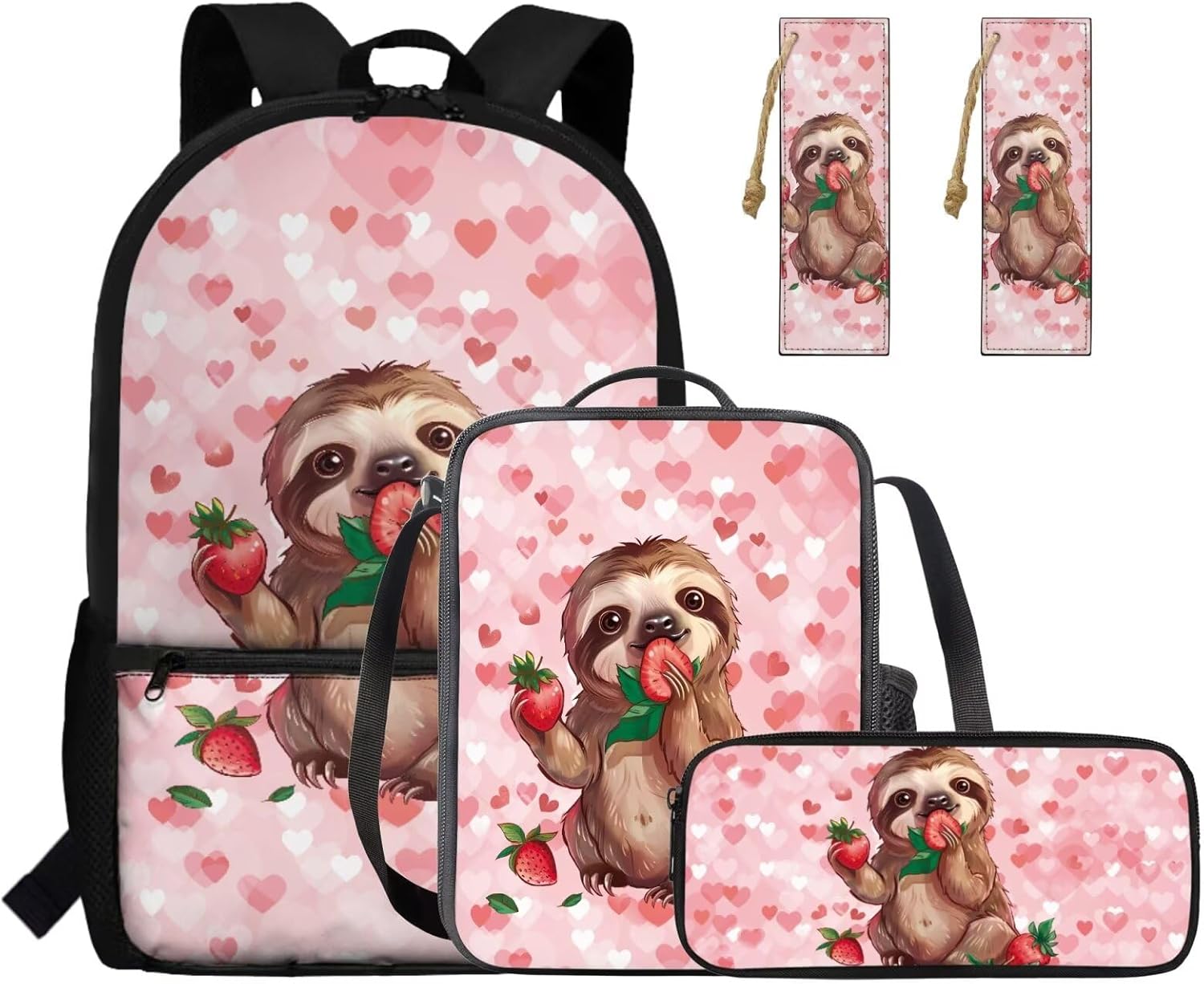 Gomyblomy Strawberry Cow Backpack for Girls 6-8 8-10 Kawaii Pink School Bag for Girls 4 in1 Set Kids Bookbag with Lunch Box Pencil Case Bookmarks for Elementary Kindergarten Cute Book Bags - Image 41