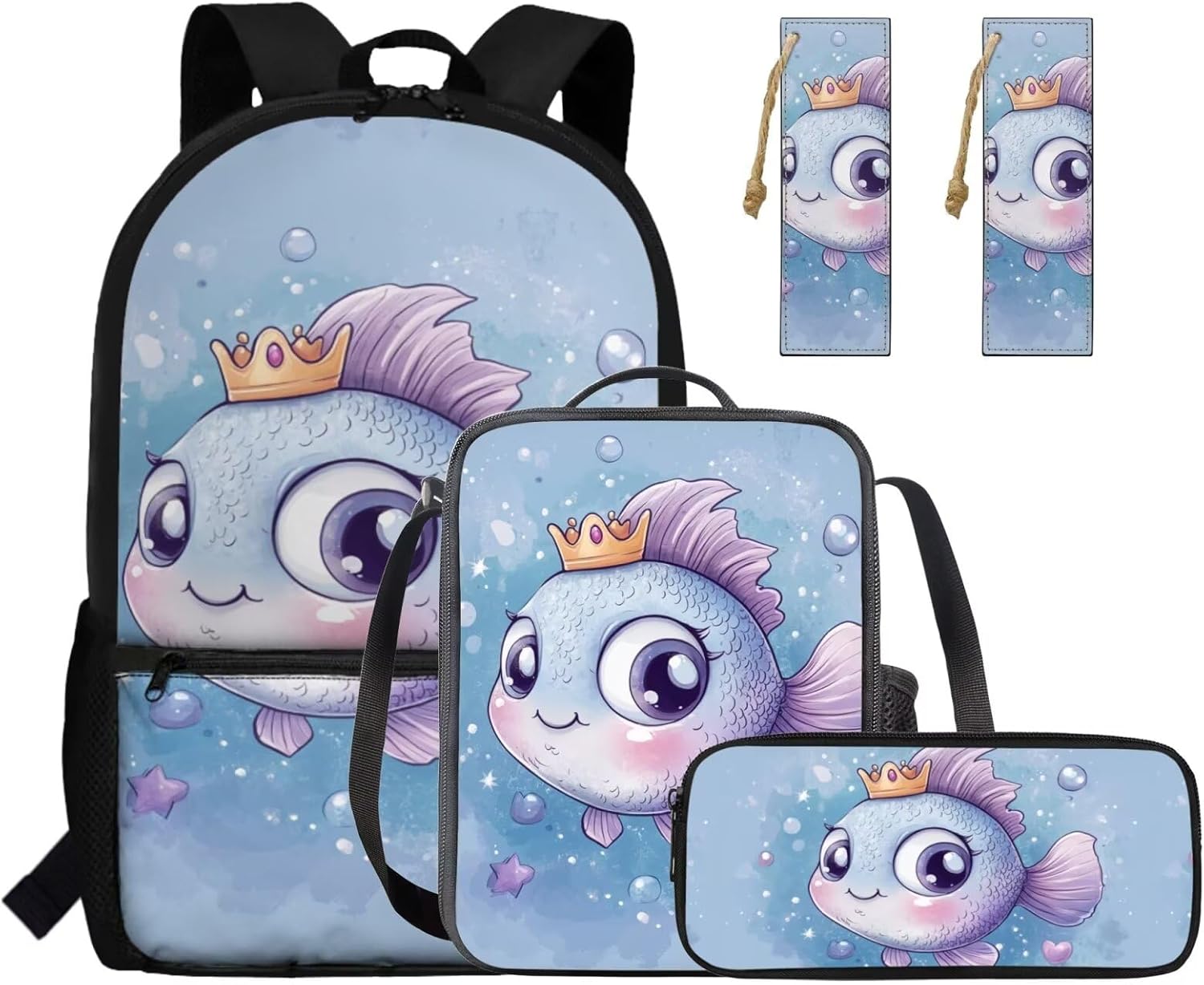 Gomyblomy Strawberry Cow Backpack for Girls 6-8 8-10 Kawaii Pink School Bag for Girls 4 in1 Set Kids Bookbag with Lunch Box Pencil Case Bookmarks for Elementary Kindergarten Cute Book Bags - Image 11