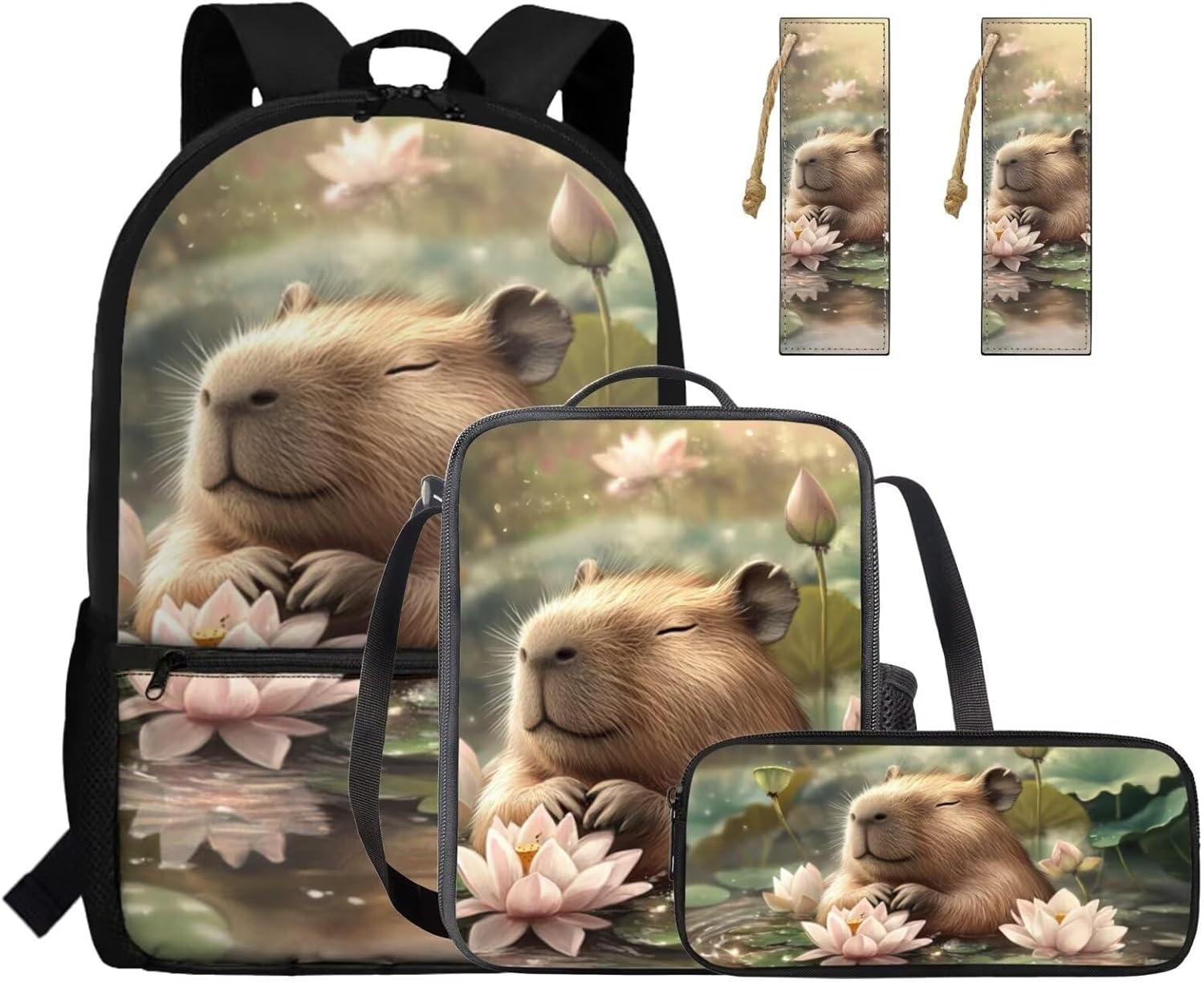 Gomyblomy Strawberry Cow Backpack for Girls 6-8 8-10 Kawaii Pink School Bag for Girls 4 in1 Set Kids Bookbag with Lunch Box Pencil Case Bookmarks for Elementary Kindergarten Cute Book Bags - Image 19