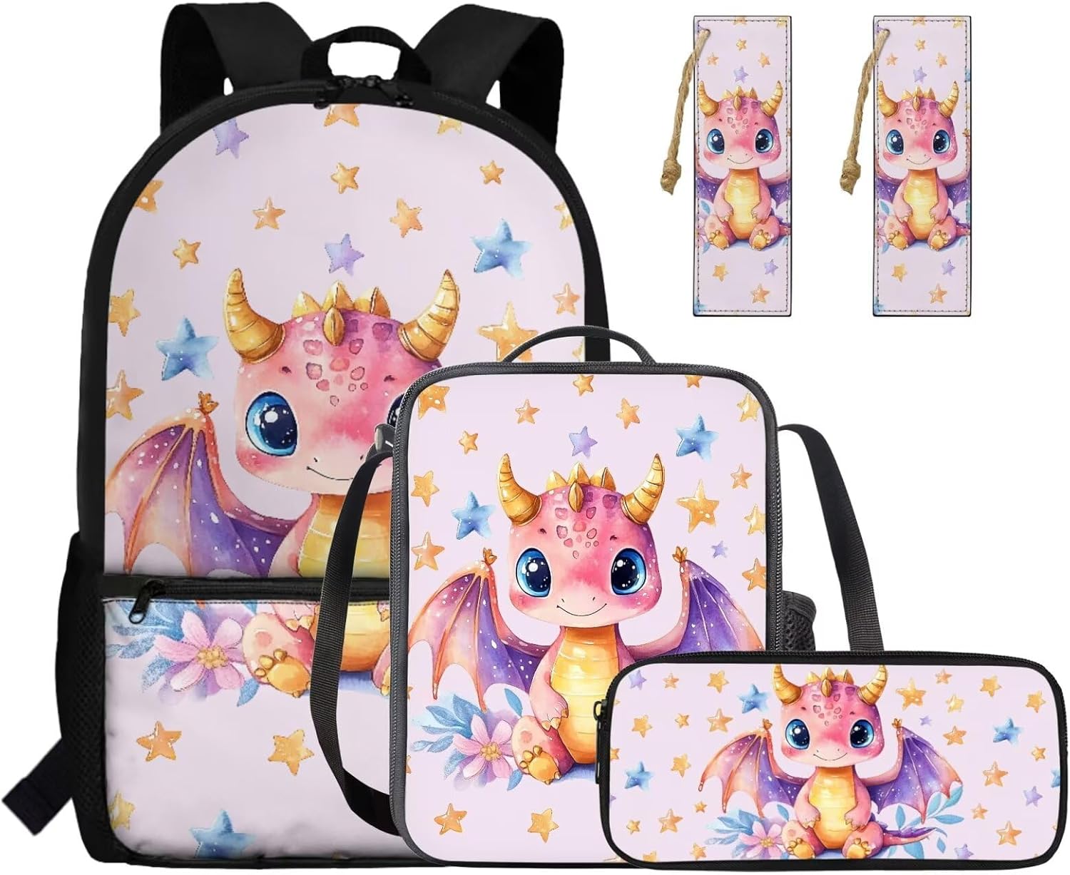 Gomyblomy Strawberry Cow Backpack for Girls 6-8 8-10 Kawaii Pink School Bag for Girls 4 in1 Set Kids Bookbag with Lunch Box Pencil Case Bookmarks for Elementary Kindergarten Cute Book Bags - Image 34