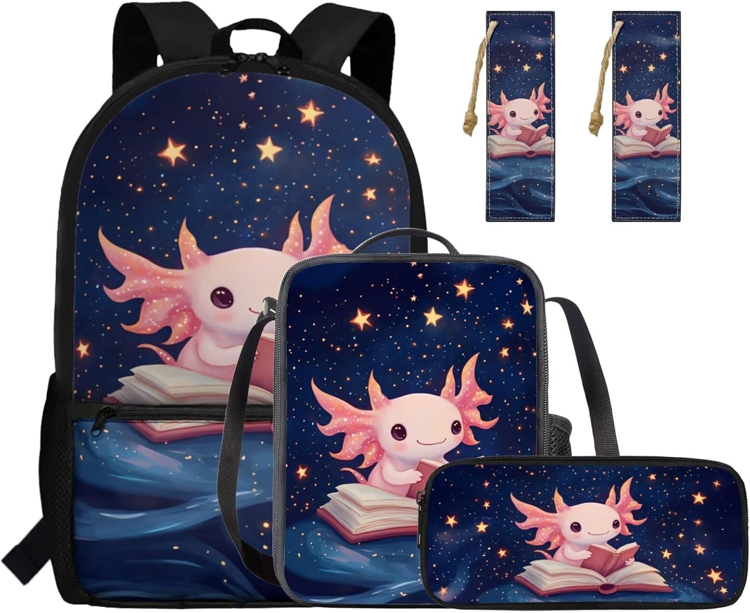 Gomyblomy Strawberry Cow Backpack for Girls 6-8 8-10 Kawaii Pink School Bag for Girls 4 in1 Set Kids Bookbag with Lunch Box Pencil Case Bookmarks for Elementary Kindergarten Cute Book Bags - Image 13