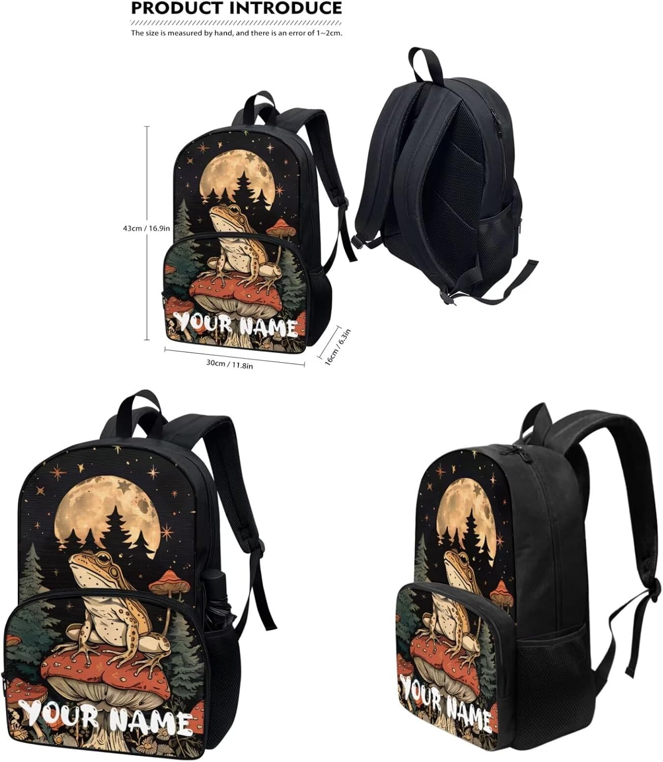 Howilath Mushroom Frog Backpack for Boys Kids Backpack with Lunch Box Aesthetic Pencil Case 3PCS Set 4th 5th 6th Grade Cute Bookbag 17 inch Kawaii School Bag with Name Customized - Image 2