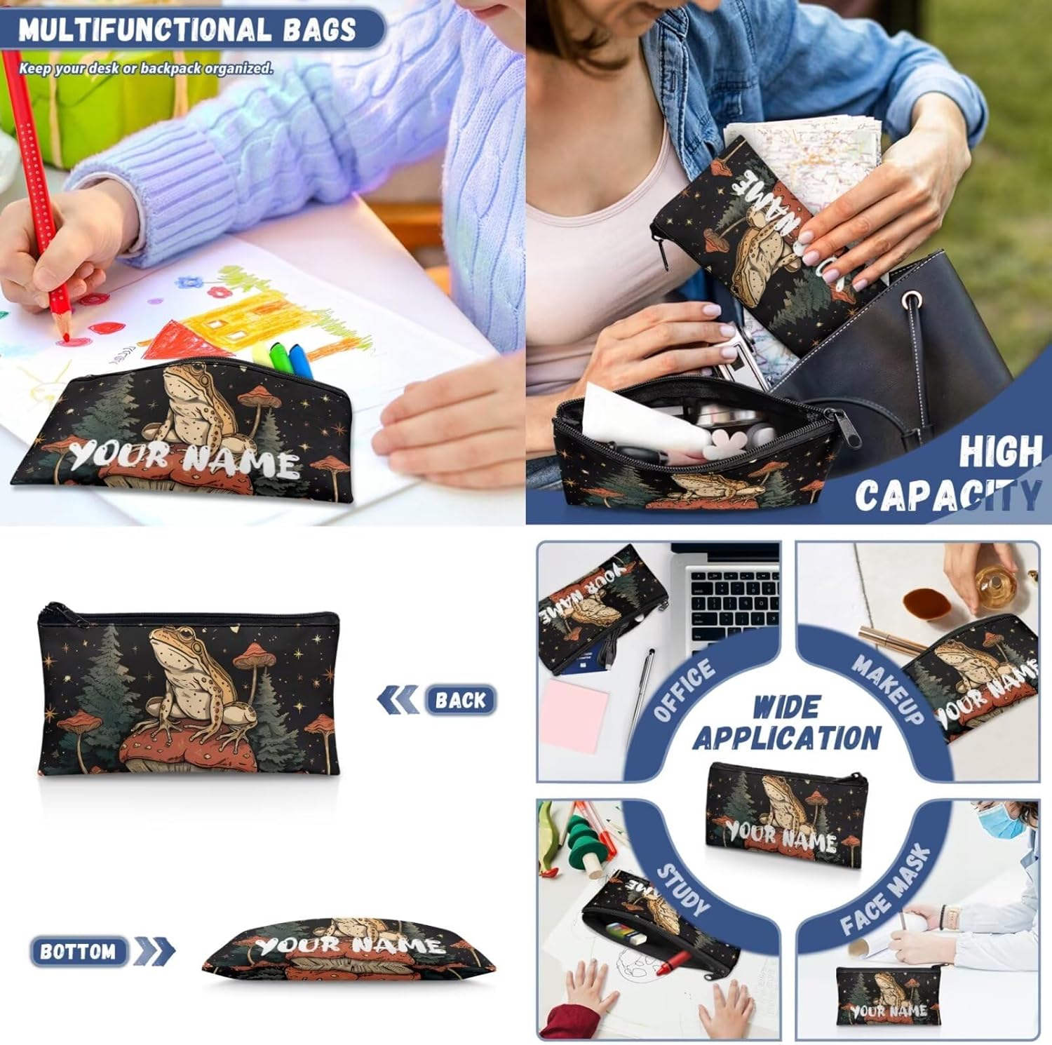 Howilath Mushroom Frog Backpack for Boys Kids Backpack with Lunch Box Aesthetic Pencil Case 3PCS Set 4th 5th 6th Grade Cute Bookbag 17 inch Kawaii School Bag with Name Customized - Image 5