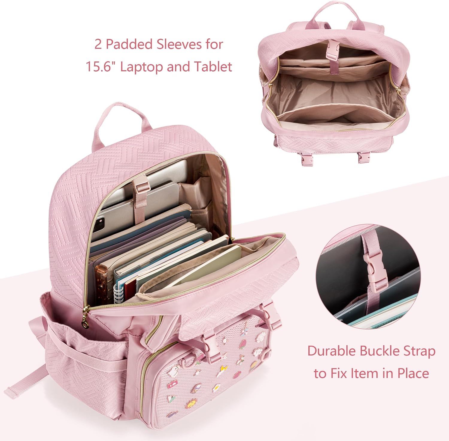 Ita Bag Pin Display Backpack with Inserts for Pins, Kawaii Aesthetic Backpack with Laptop Sleeve for Cosplay and Concert - Image 4