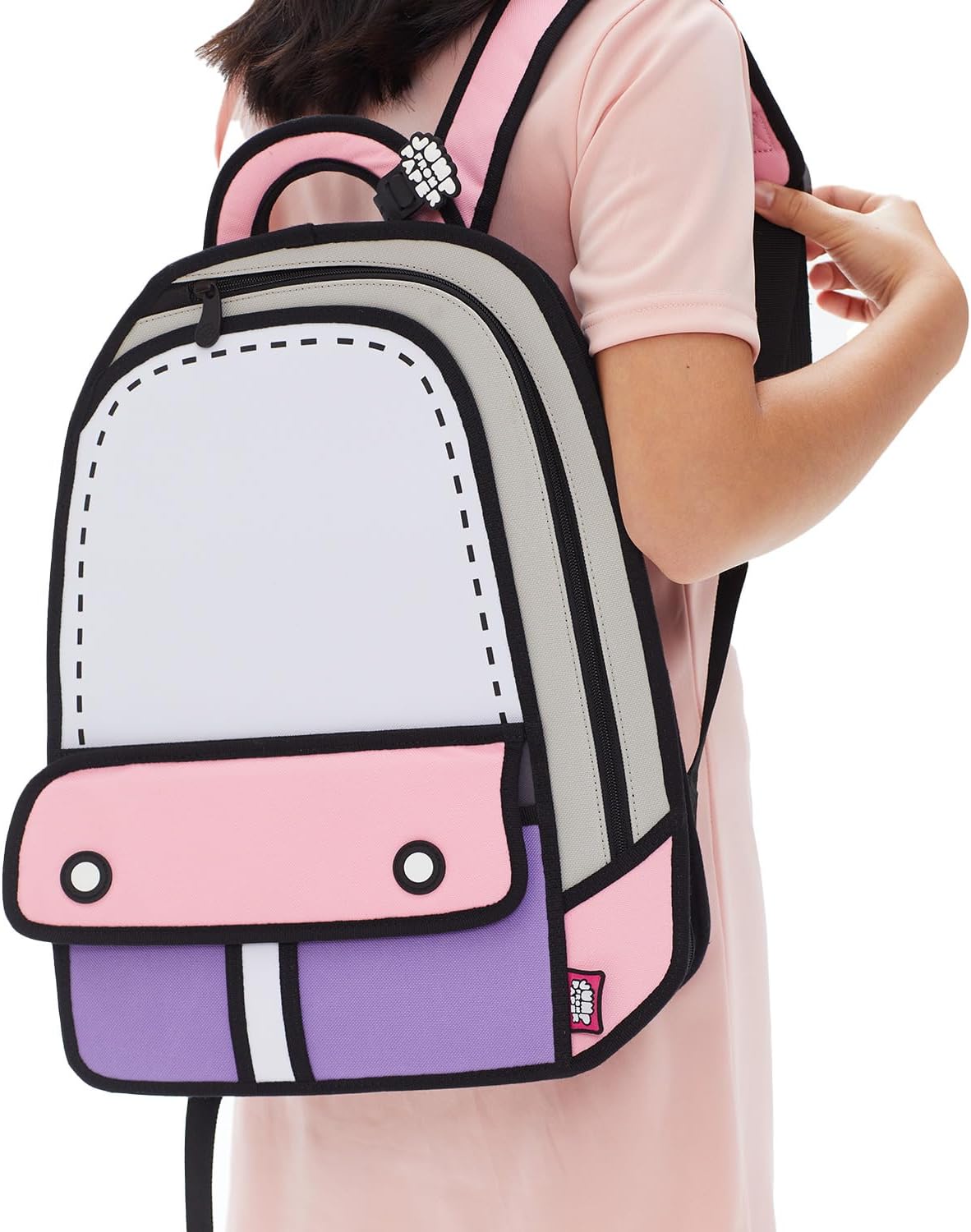 JUMPFROMPAPER 2D Cartoon Backpack (Adventure), Fun Novelty Backpacks Bags for Adults and Senior Year, Carries Laptop and Essentials for Travel (Pink) - Image 2