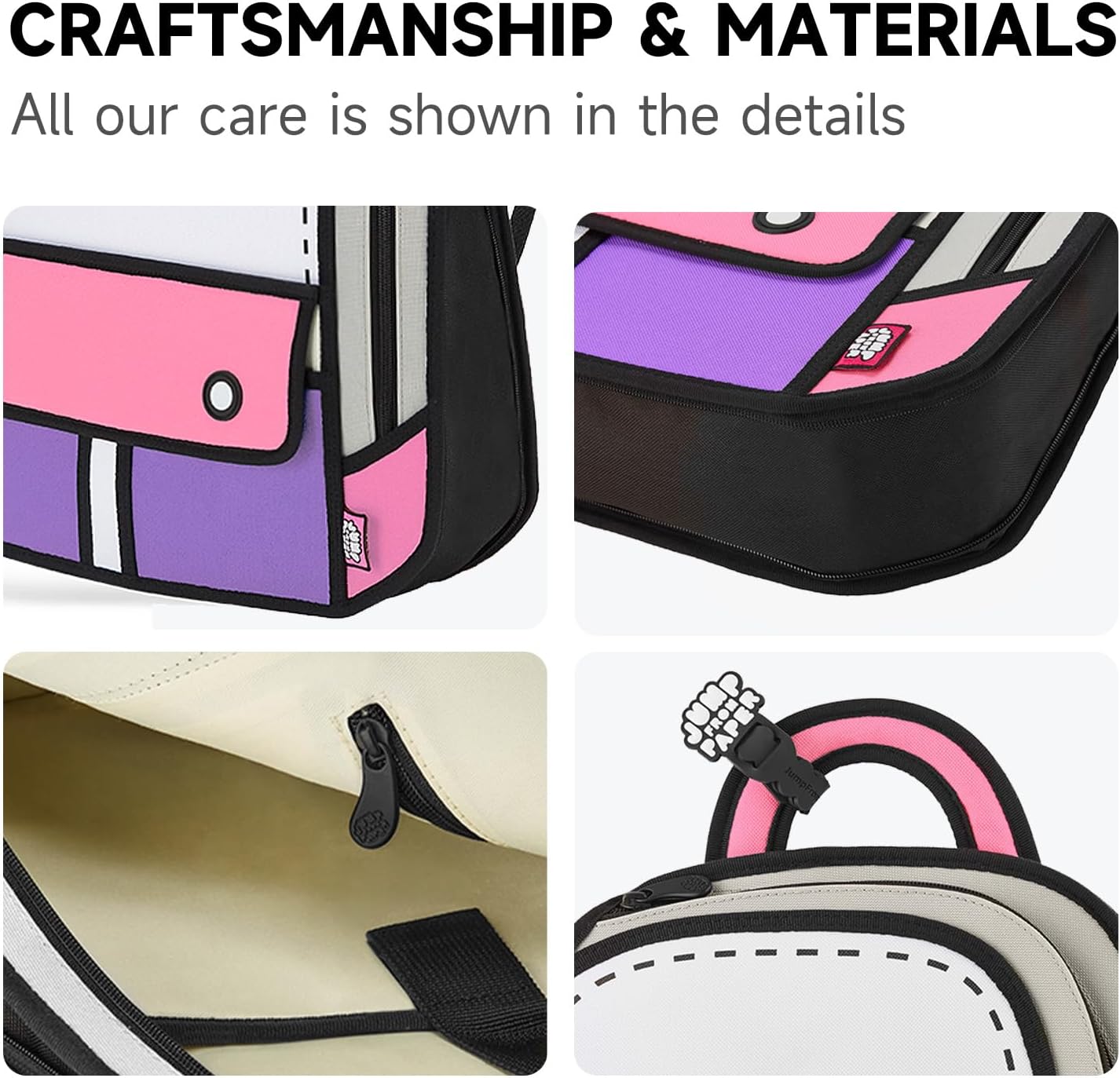 JUMPFROMPAPER 2D Cartoon Backpack (Adventure), Fun Novelty Backpacks Bags for Adults and Senior Year, Carries Laptop and Essentials for Travel (Pink) - Image 3