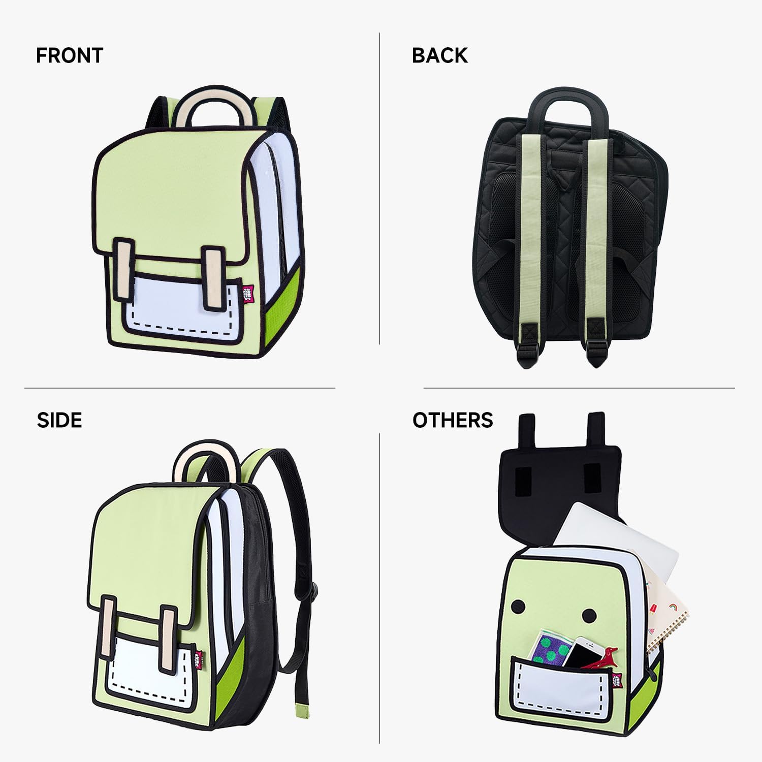 JUMPFROMPAPER 2D Cartoon Backpack (Spaceman), Fun Novelty Backpacks Bags for Adults and Senior Year, Laptop and Essentials - Image 5