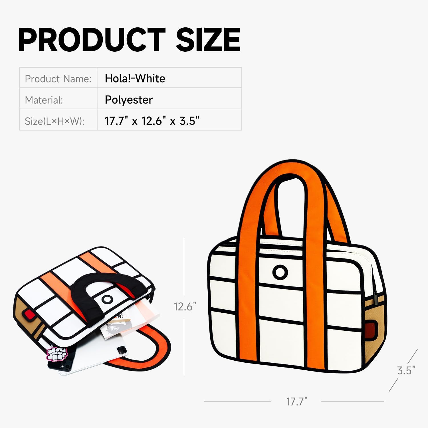 JUMPFROMPAPER 2D Cool Cartoon Tote Bag (Hola!) - Fun Pop Art Aesthetic, Cute Bags for Women in Travel, Campus and Work - Image 4