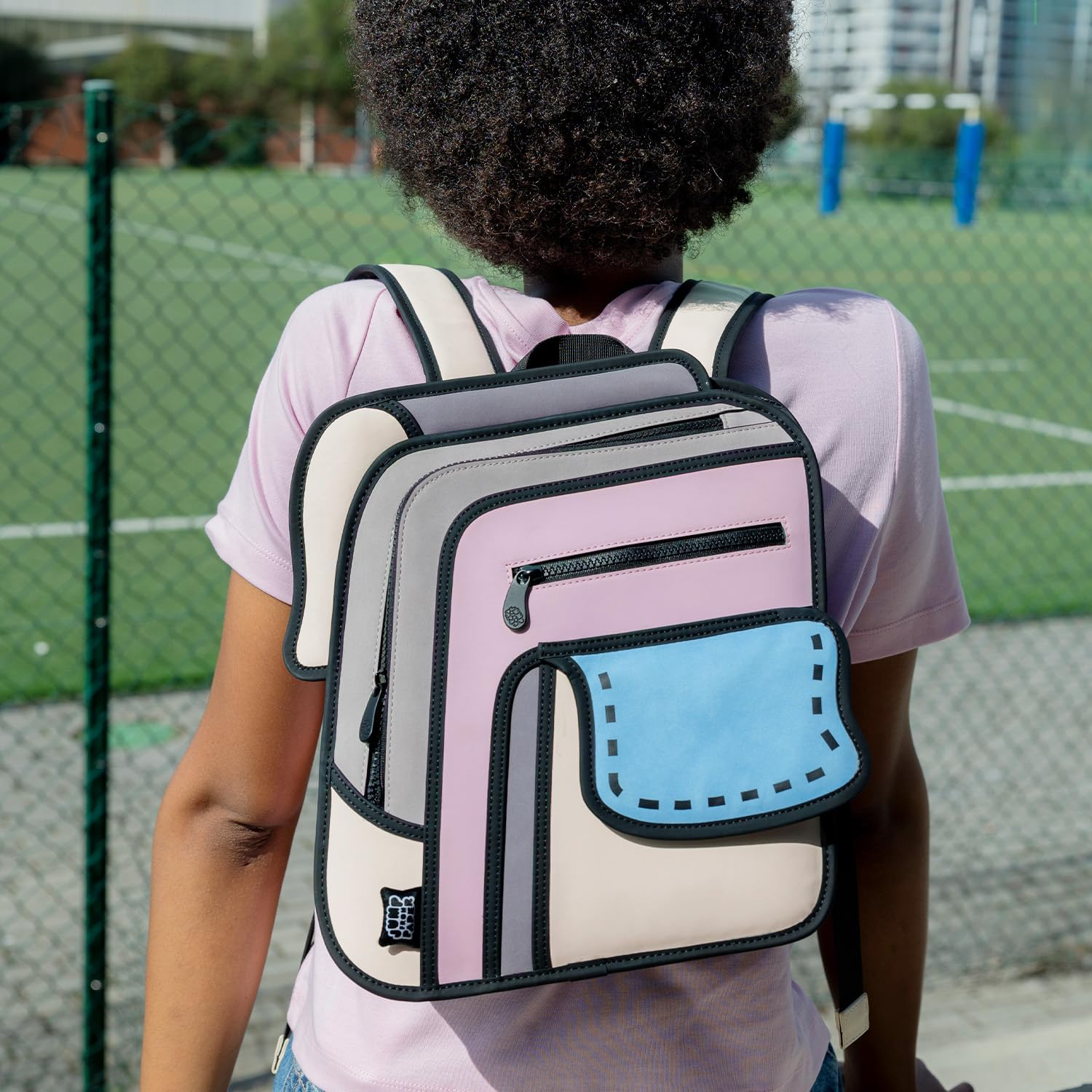 JUMPFROMPAPER Original 2D Cartoon Backpack (Flip Toast), Fun Novelty Backpacks Bags for Women, Adults and Senior Year, for Campus and Travel (Pink Dream) - Image 2