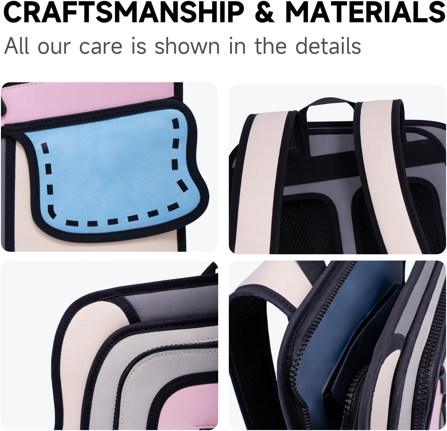 JUMPFROMPAPER Original 2D Cartoon Backpack (Flip Toast), Fun Novelty Backpacks Bags for Women, Adults and Senior Year, for Campus and Travel (Pink Dream) - Image 3