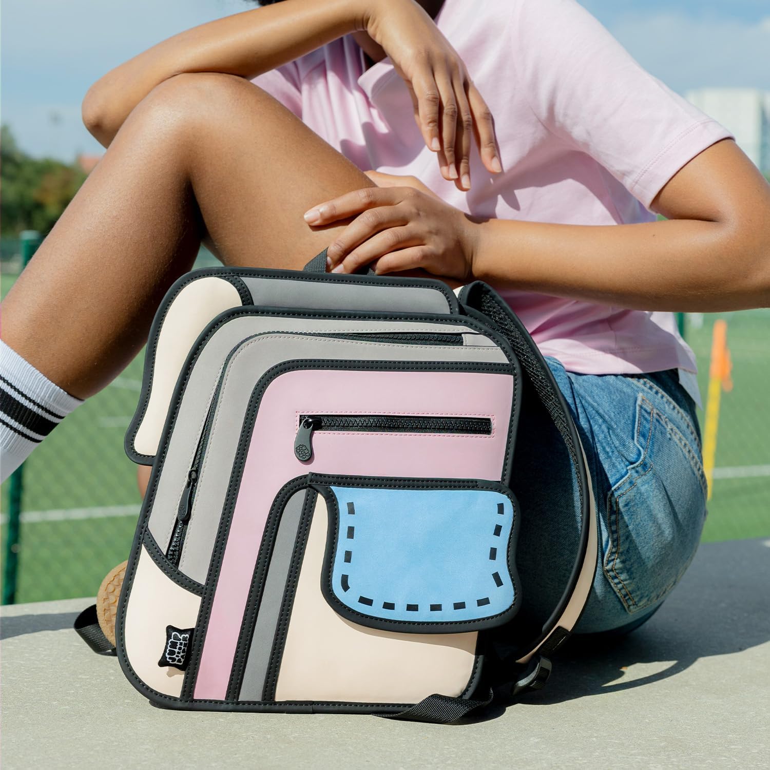 JUMPFROMPAPER Original 2D Cartoon Backpack (Flip Toast), Fun Novelty Backpacks Bags for Women, Adults and Senior Year, for Campus and Travel (Pink Dream) - Image 6