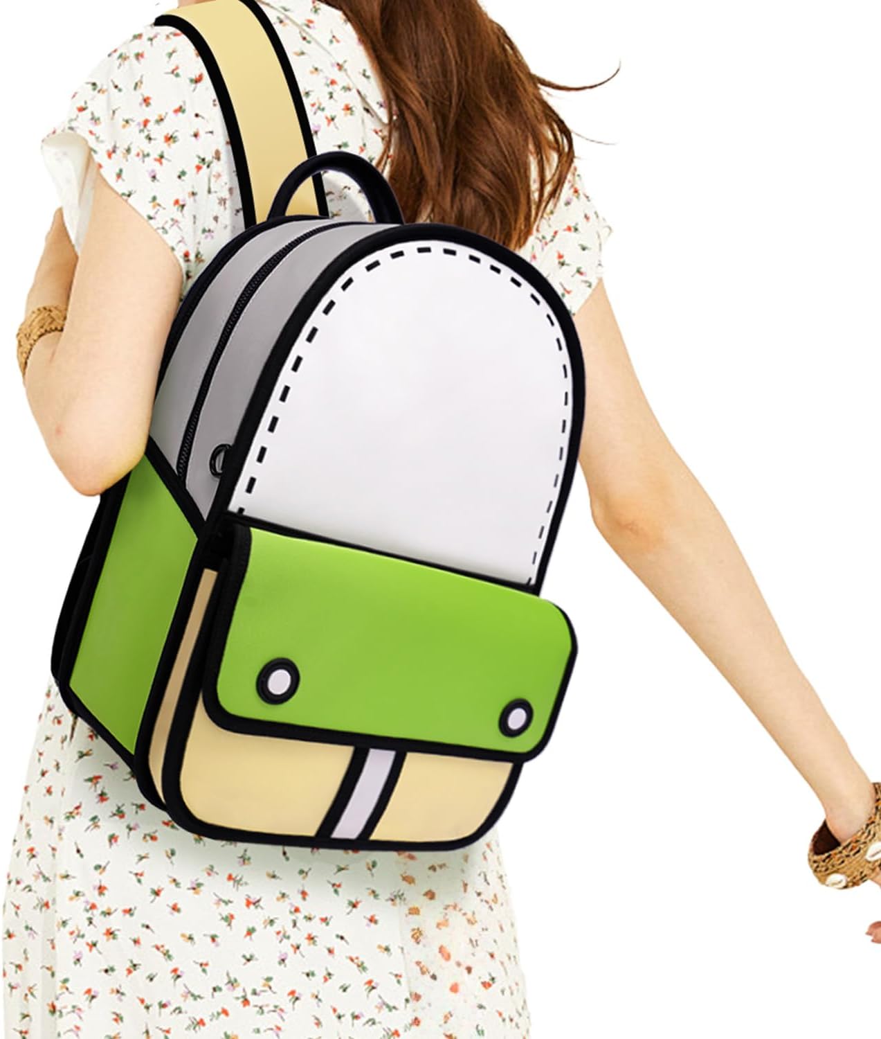 JUMPFROMPAPER Original Cartoon Backpack (3D Adventure), Fun Novelty Backpacks Bags for Adults and Senior Year (Greenery, Meduim - Classic) - Image 6
