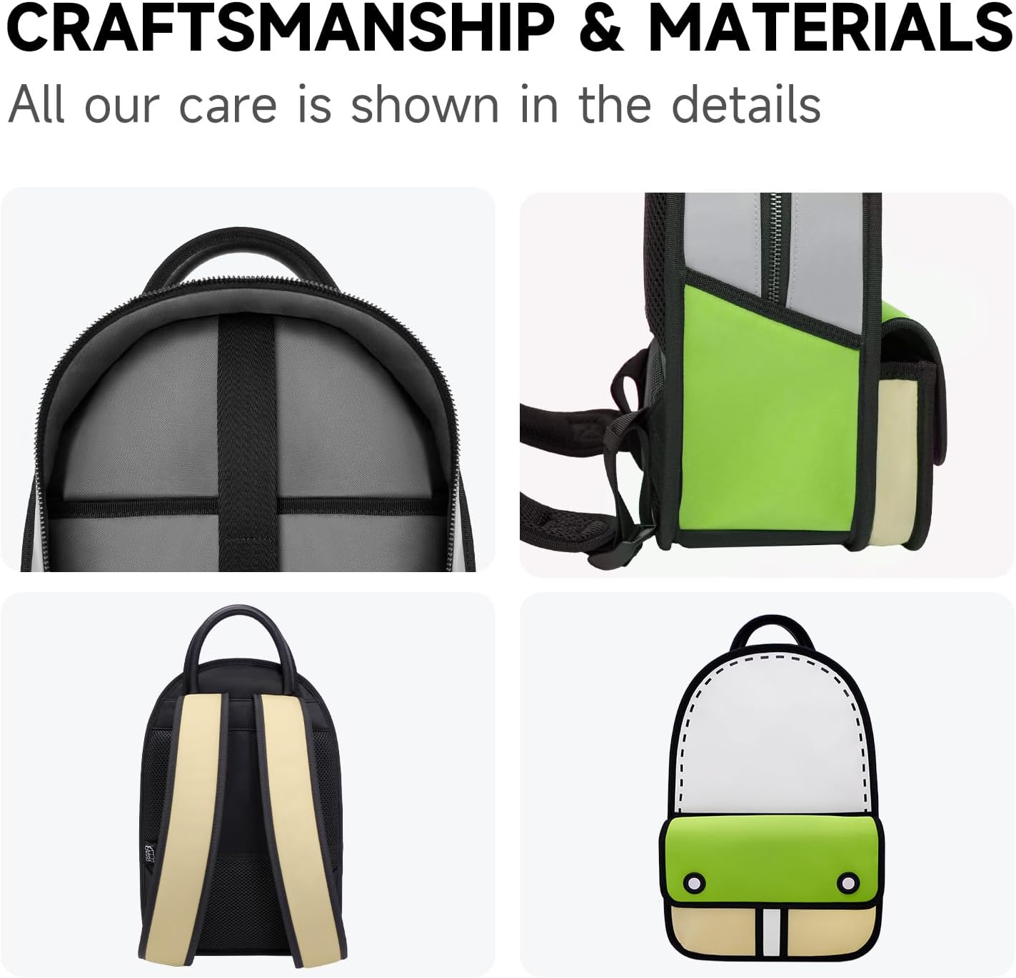 JUMPFROMPAPER Original Cartoon Backpack (3D Adventure), Fun Novelty Backpacks Bags for Adults and Senior Year (Greenery, Meduim - Classic) - Image 3