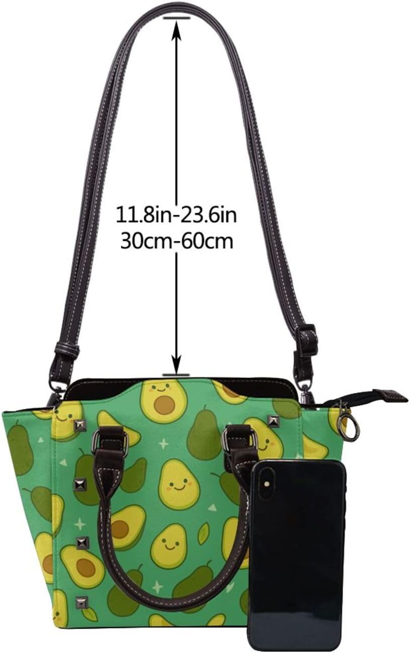 Kawaii Avocados Pu Leather Crossbody Studded Bag, Fashionable Shoulder Handbag With Detachable Shoulder Strap - Image 5