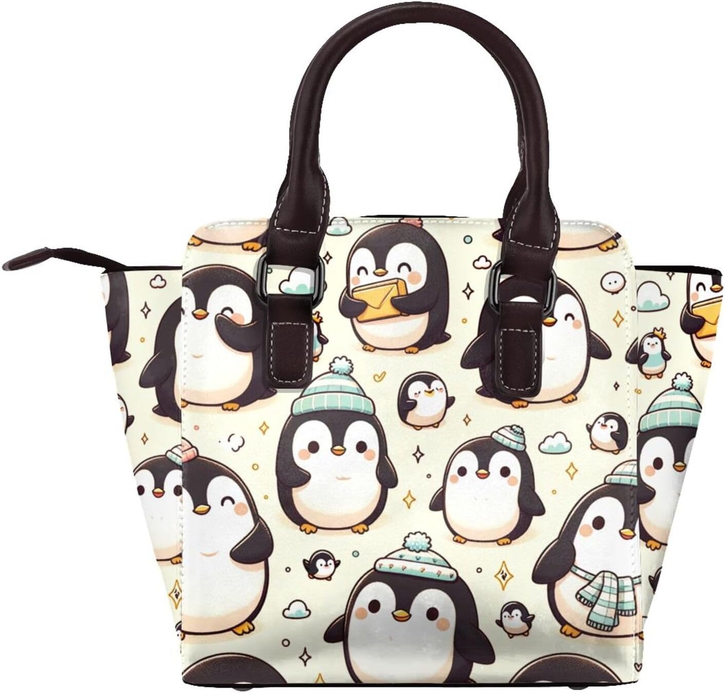 Kawaii-Emperor-Penguin Pu Leather Crossbody Studded Bag, Fashionable Shoulder Handbag With Detachable Shoulder Strap - Image 2