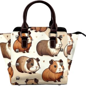 Kawaii-Guinea-Pig Pu Leather Crossbody Studded Bag, Fashionable Shoulder Handbag With Detachable Shoulder Strap