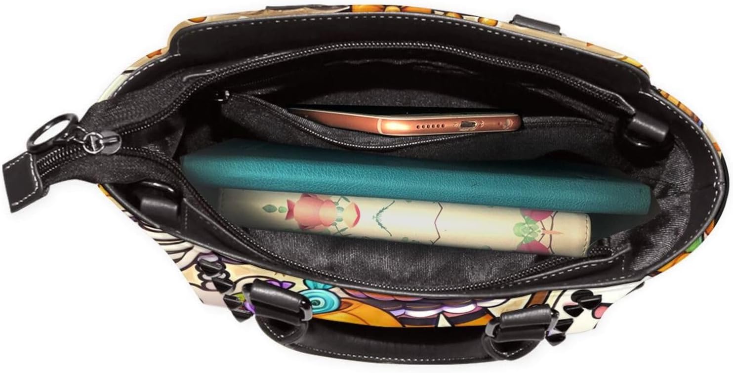 Kawaii-Halloween-Witches-Skeletons Pu Leather Crossbody Studded Bag, Fashionable Shoulder Handbag With Detachable Shoulder Strap - Image 6