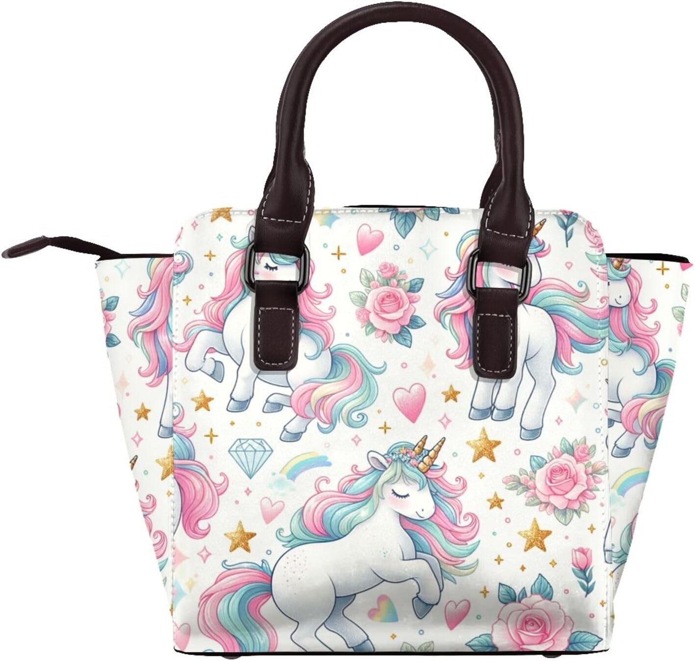 Kawaii-Horse-Twinkling-Stars Pu Leather Crossbody Studded Bag, Fashionable Shoulder Handbag With Detachable Shoulder Strap - Image 2