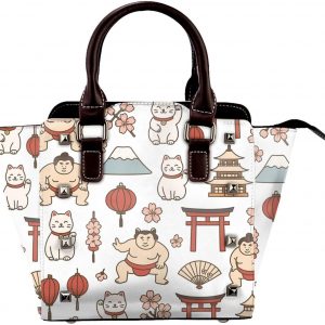 Kawaii Japan Culture Pu Leather Crossbody Studded Bag, Fashionable Shoulder Handbag With Detachable Shoulder Strap