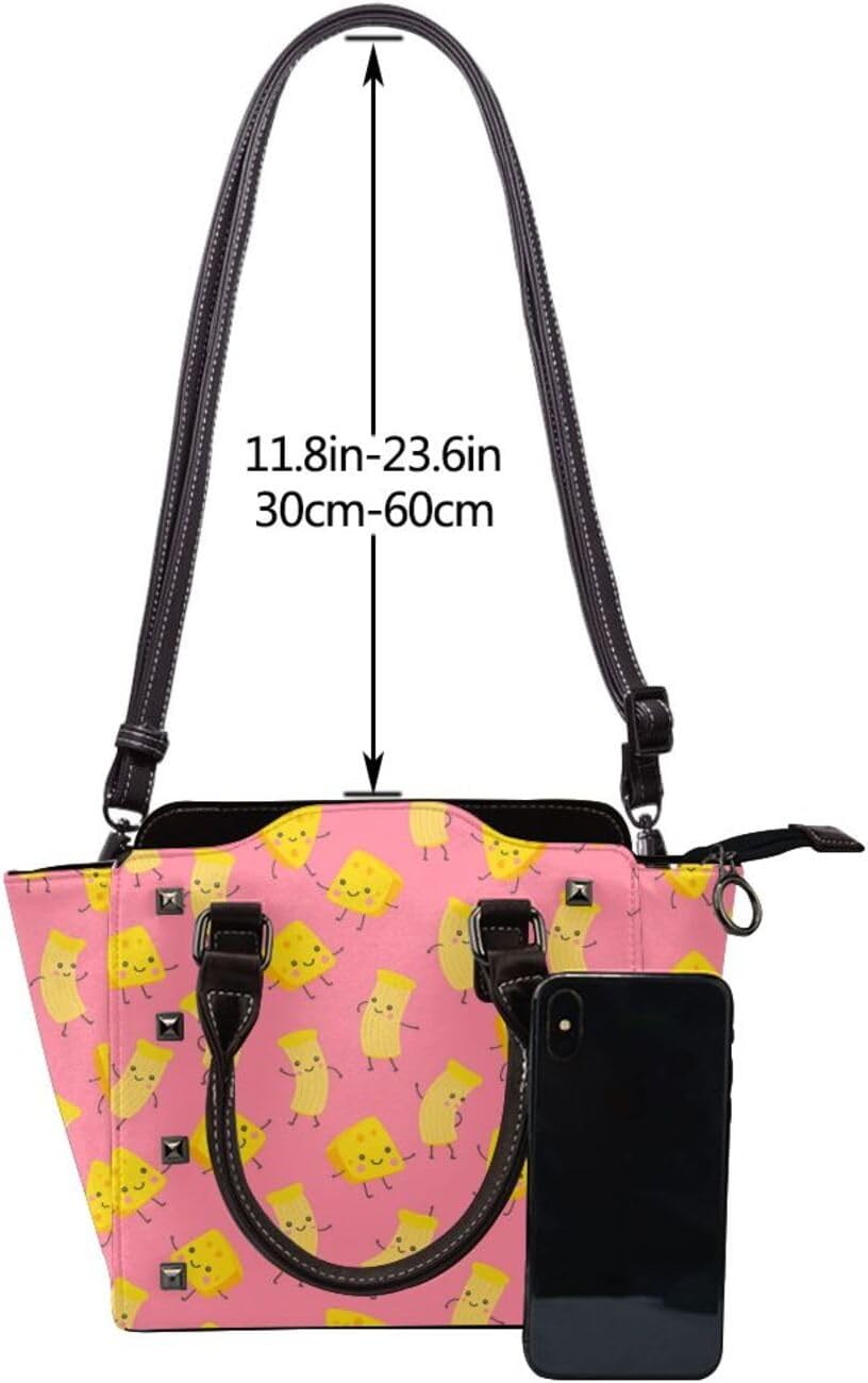 Kawaii Macaron Cheese Pu Leather Crossbody Studded Bag, Fashionable Shoulder Handbag With Detachable Shoulder Strap - Image 5