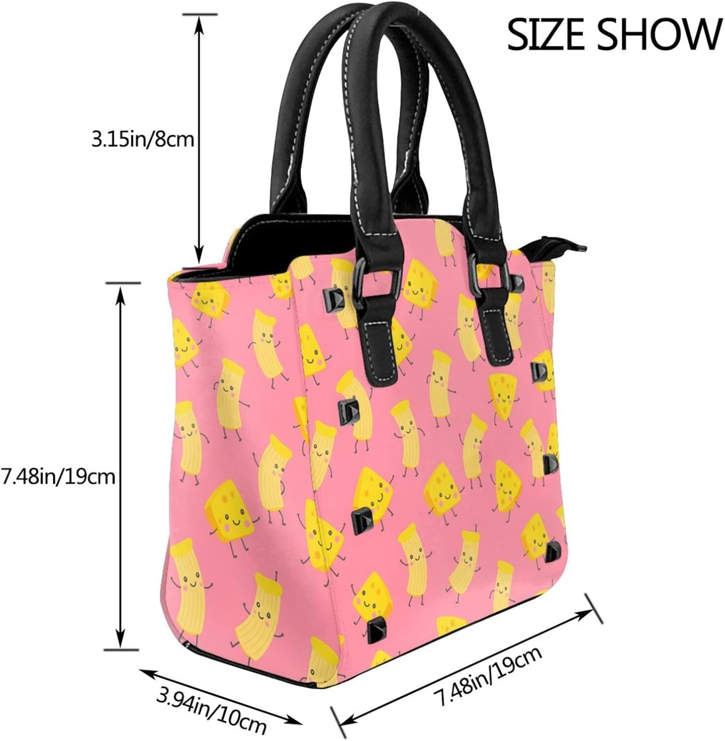 Kawaii Macaron Cheese Pu Leather Crossbody Studded Bag, Fashionable Shoulder Handbag With Detachable Shoulder Strap - Image 3