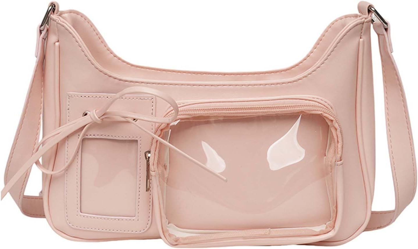 KeAiDMon Y2k Fashion Shoulder Bag Kawaii Lolita Ita Bag Badge Display Bag with Two Transparent Display Windows - Image 12