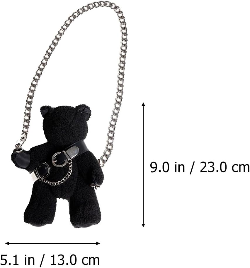 KESYOO Plush Bear Crossbody Bag with Chain for Women Stuffed Animal Purse Teddy Bear Shoulder Bag Tote Bag Gothic Purse - Image 4