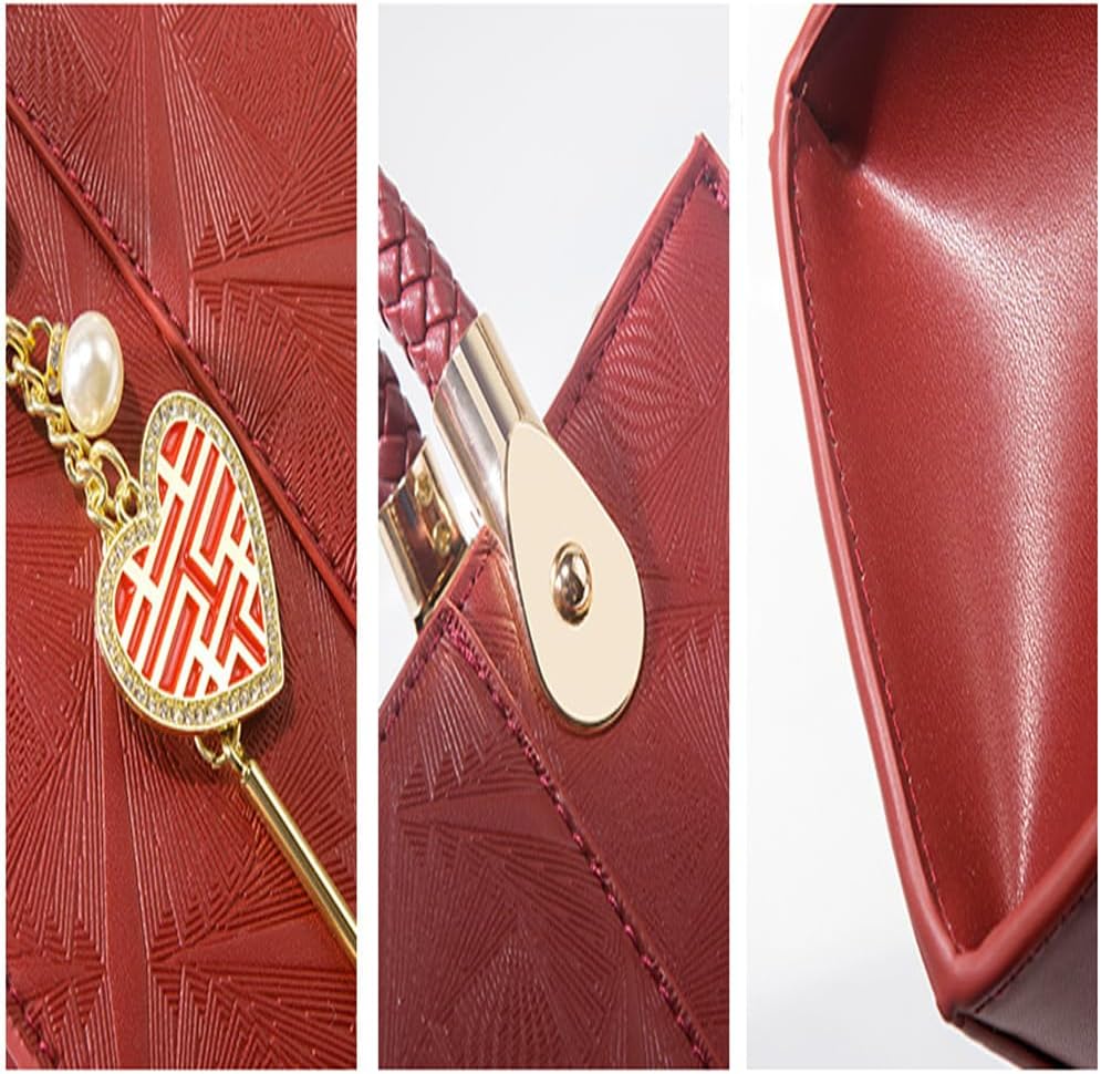 Ladies' handbag red handheld luxury crossbody bag25*9 * 17cm - Image 3