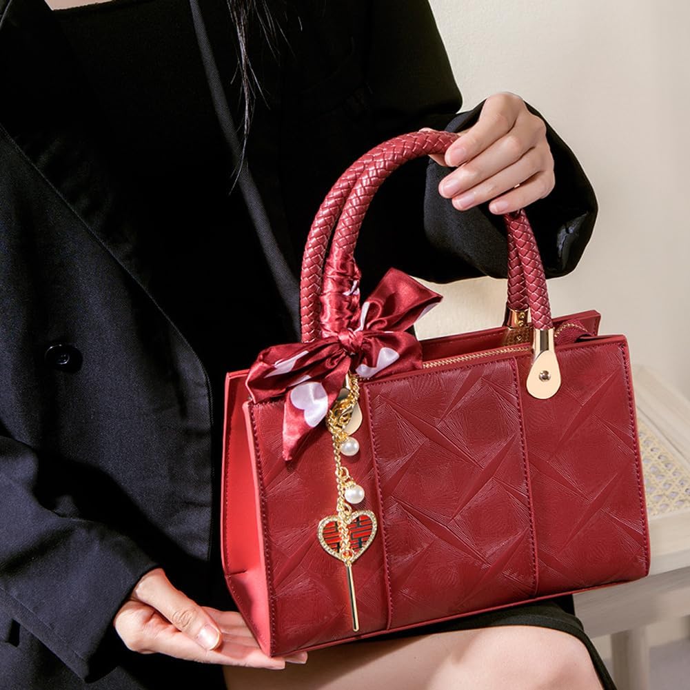 Ladies' handbag red handheld luxury crossbody bag25*9 * 17cm - Image 7