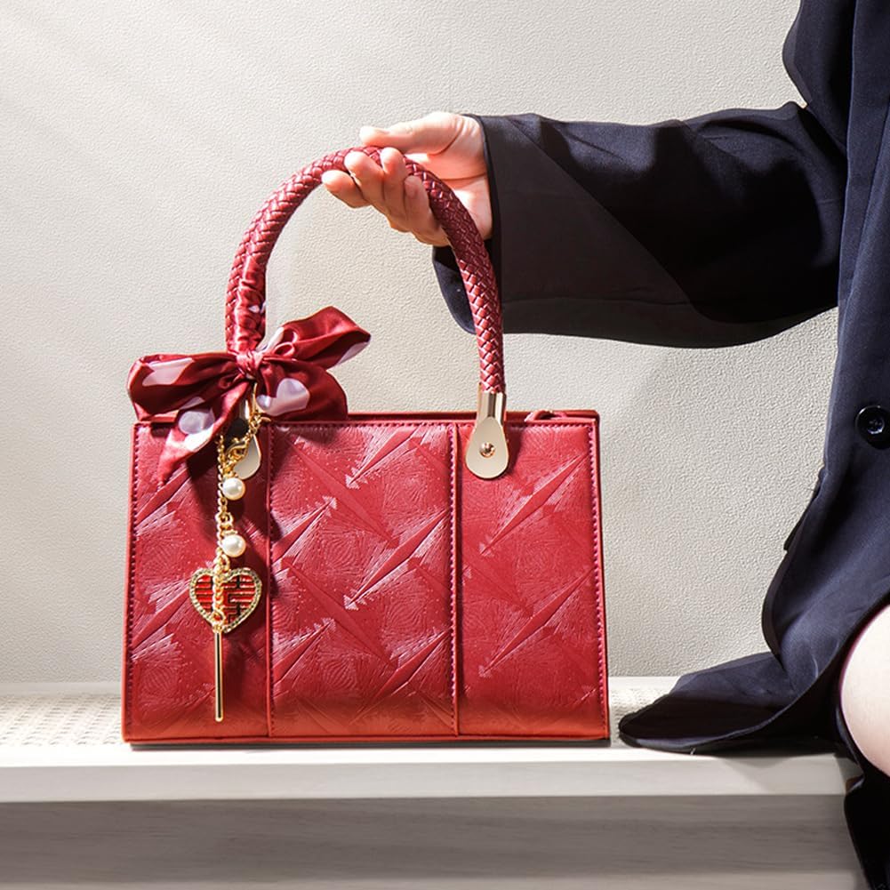 Ladies' handbag red handheld luxury crossbody bag25*9 * 17cm - Image 6