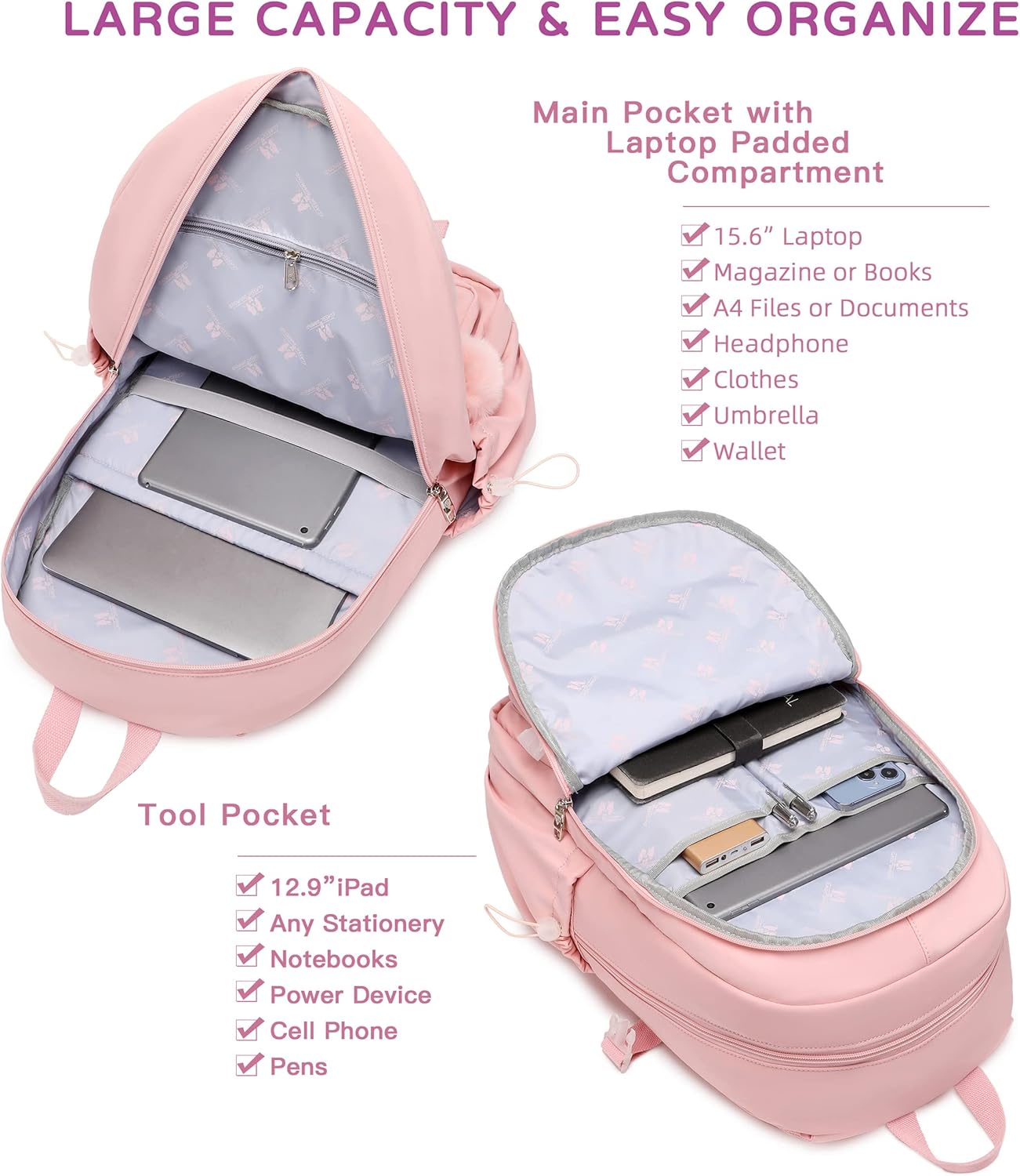 Laptop Backpacks 16 Inch School Bag College Backpack Large Travel Daypack Kawaii Bookbags - Image 3