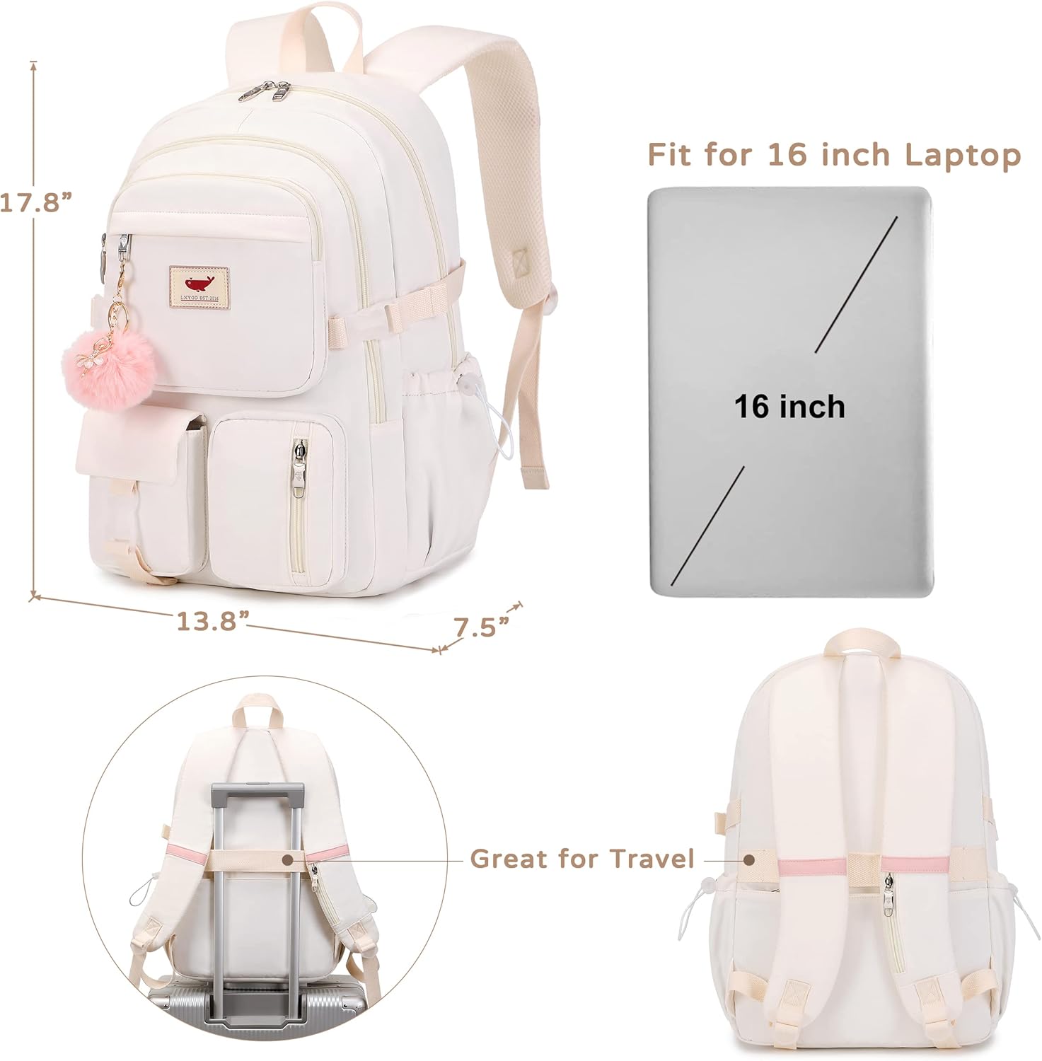 Laptop Backpacks 16 Inch School Bag Elementary College Backpack Daypack Kawaii Bookbags - Image 6