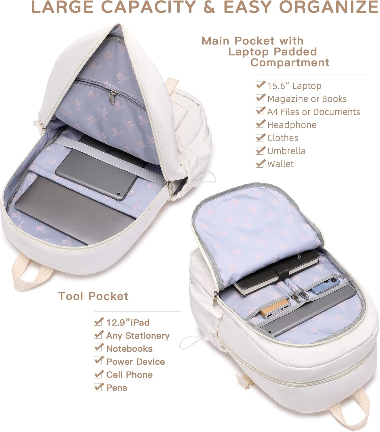 Laptop Backpacks 16 Inch School Bag Elementary College Backpack Daypack Kawaii Bookbags - Image 3