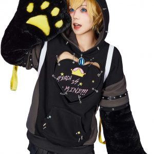 miccostumes Womens Hoodies 3D Pullover Sweatshirt Long Sleeve Harajuku Kawaii Detachable Bag Furry Paw Gloves